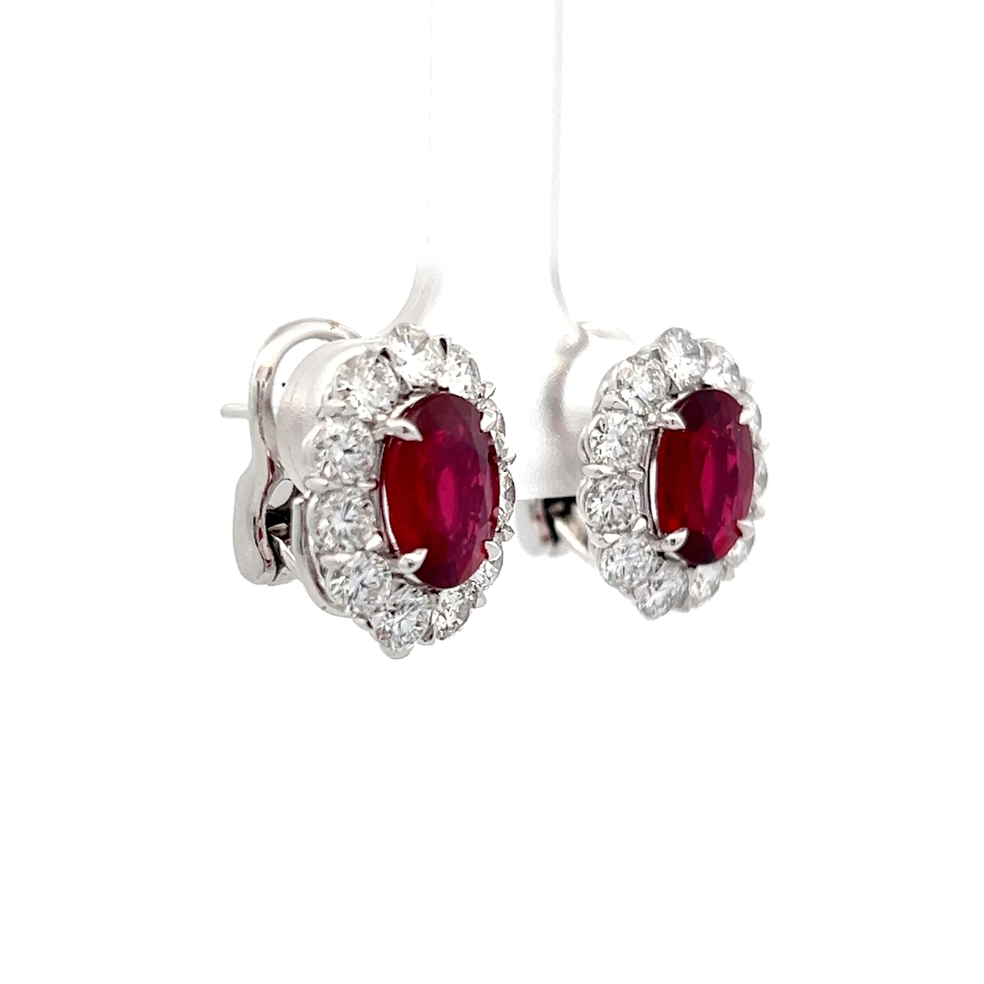 3.67 Ruby & Diamond Stud Earrings in Platinum - Image 3