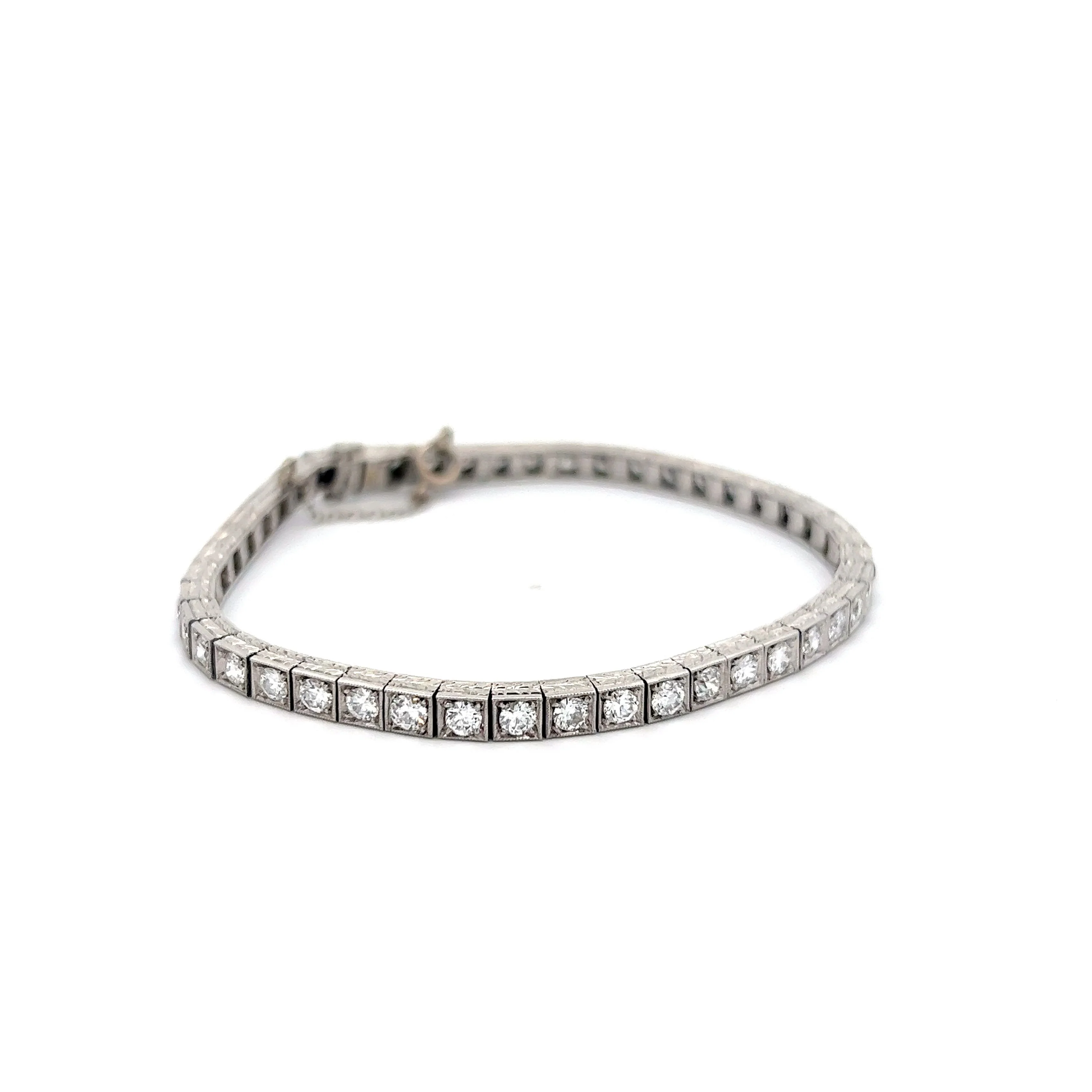 3.68 Old European Diamond Bracelet in Platinum - Image 3