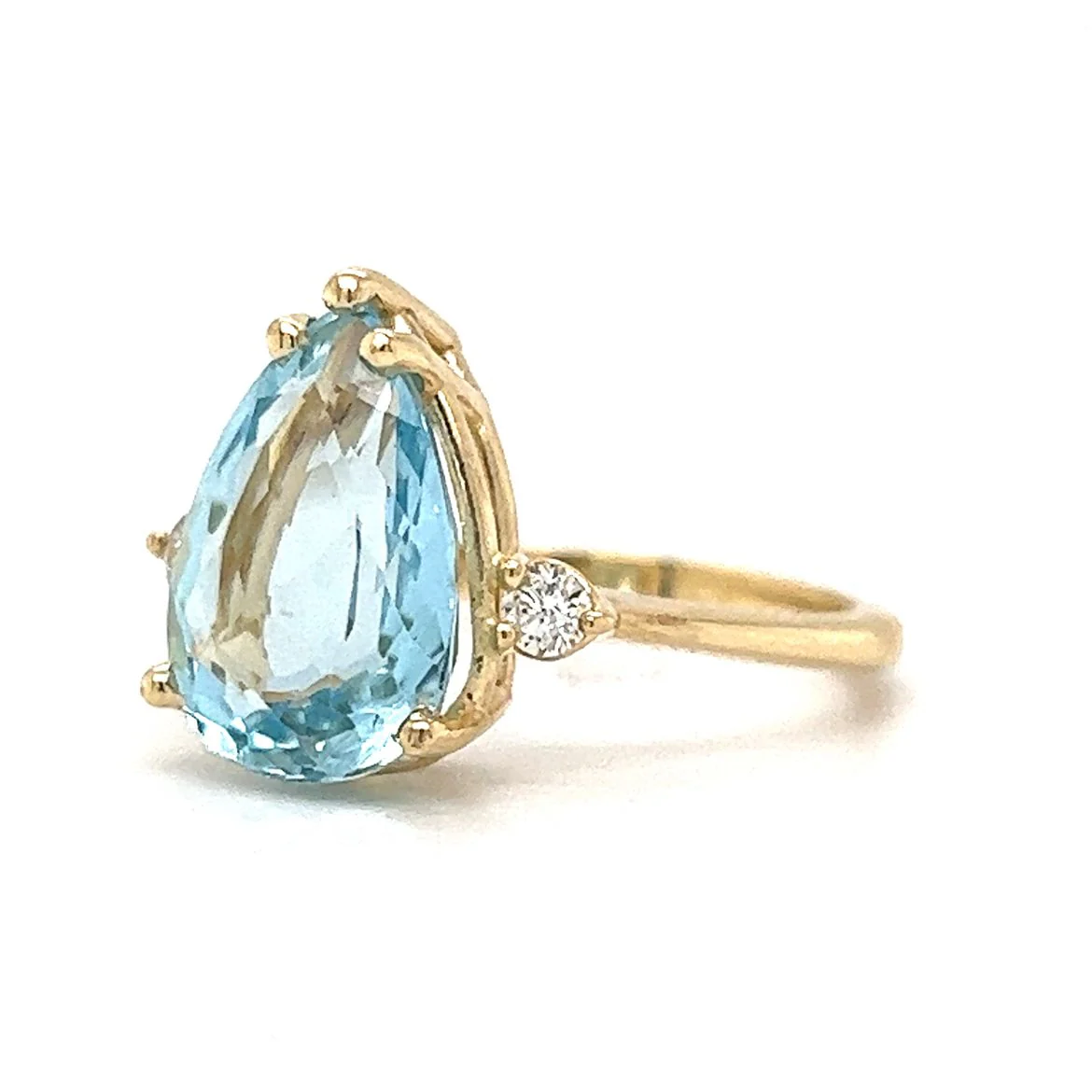 3.72 Carat Aquamarine Engagement Ring in 14k Yellow Gold - Image 2