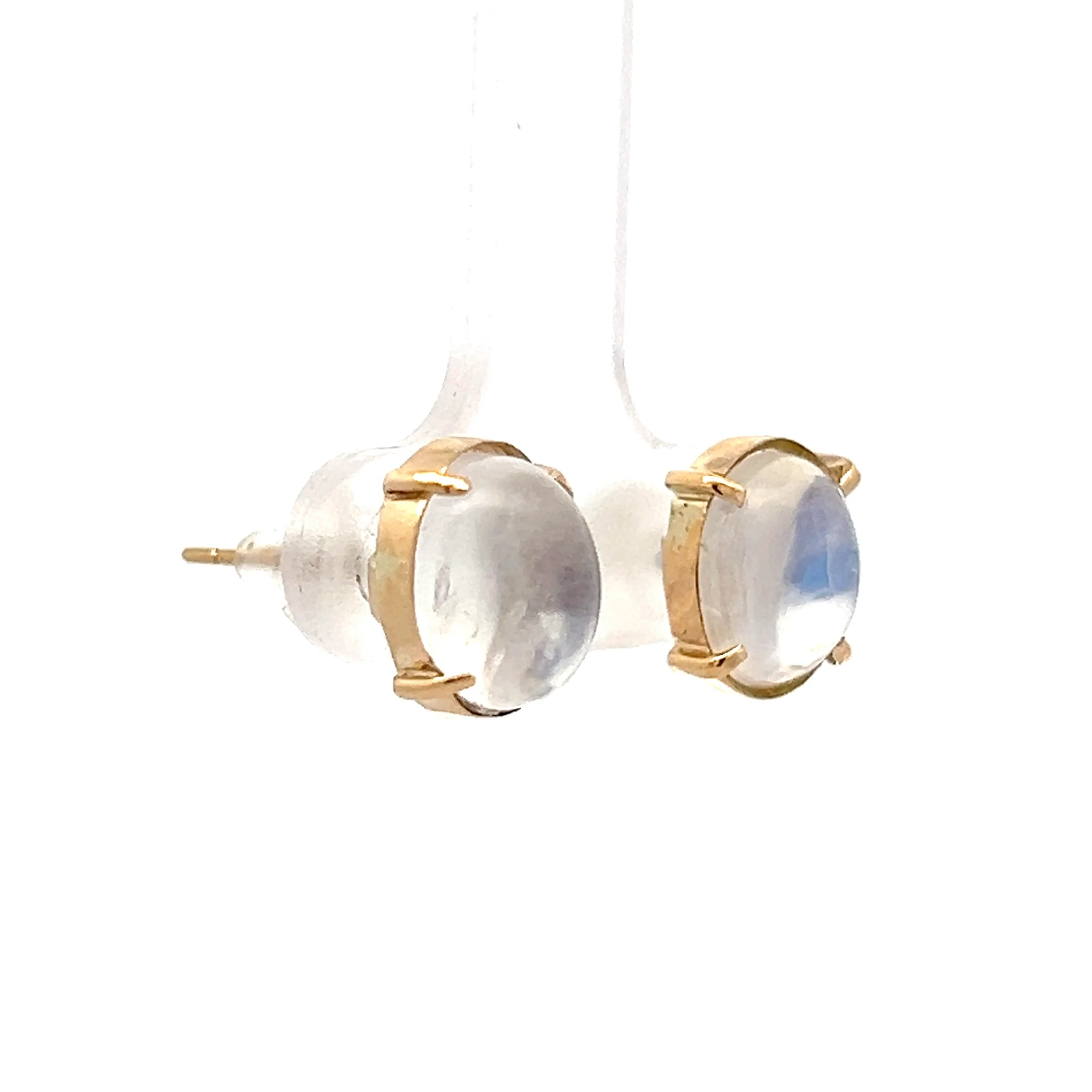 3.74 Oval Cabochon Moonstone Stud Earrings 14k - Image 3