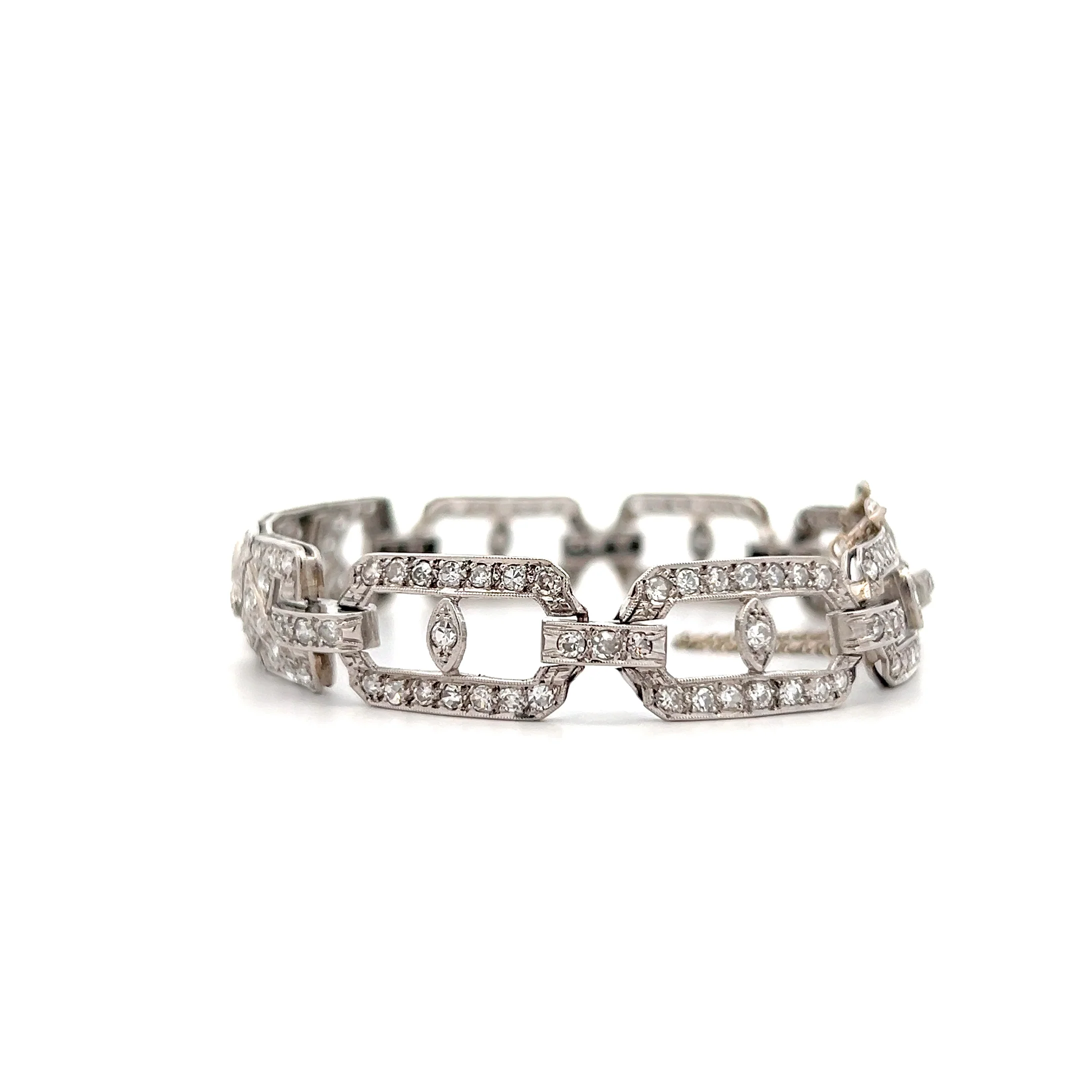 3.75 Antique Art Deco Diamond Bracelet Platinum - Image 2