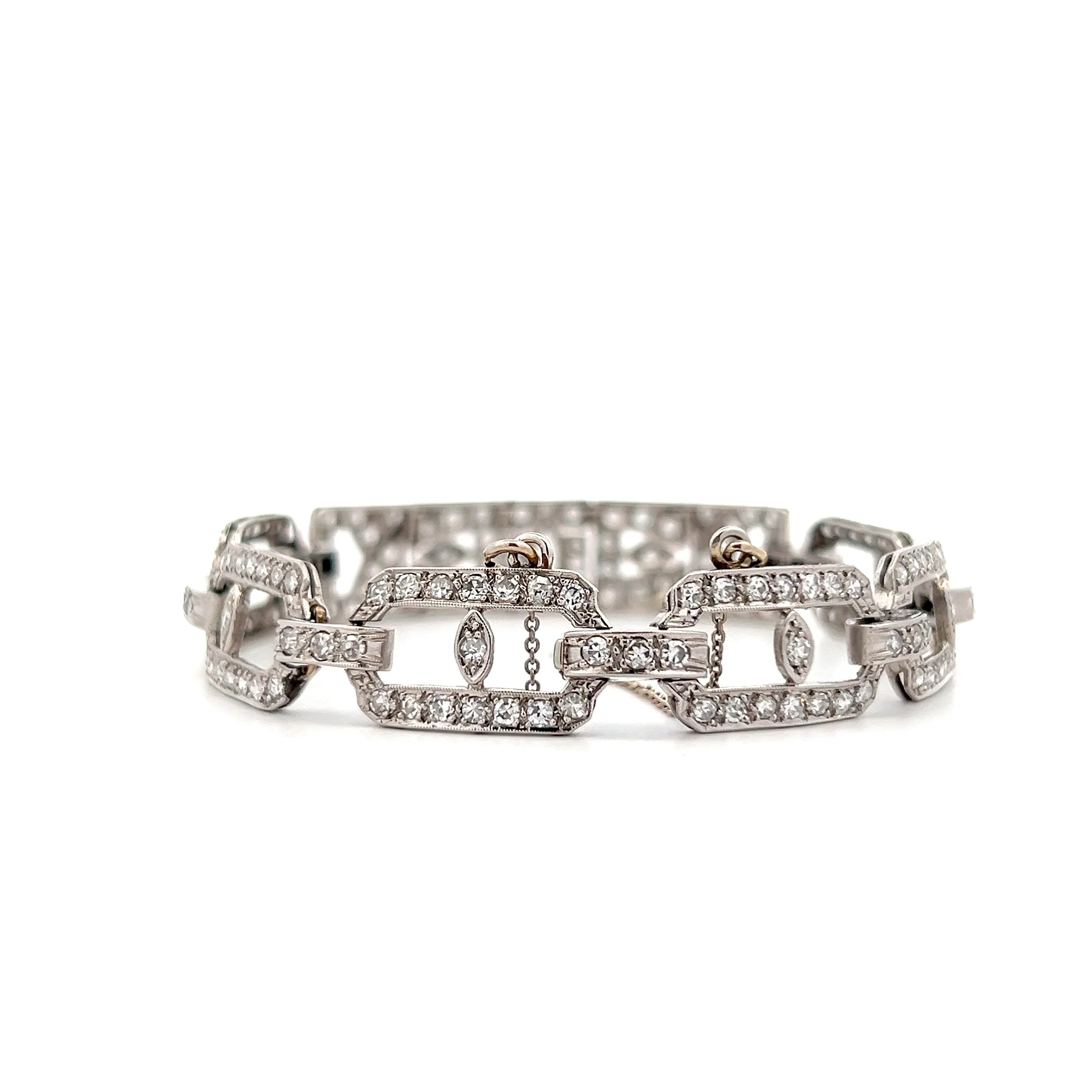 3.75 Antique Art Deco Diamond Bracelet Platinum - Image 3