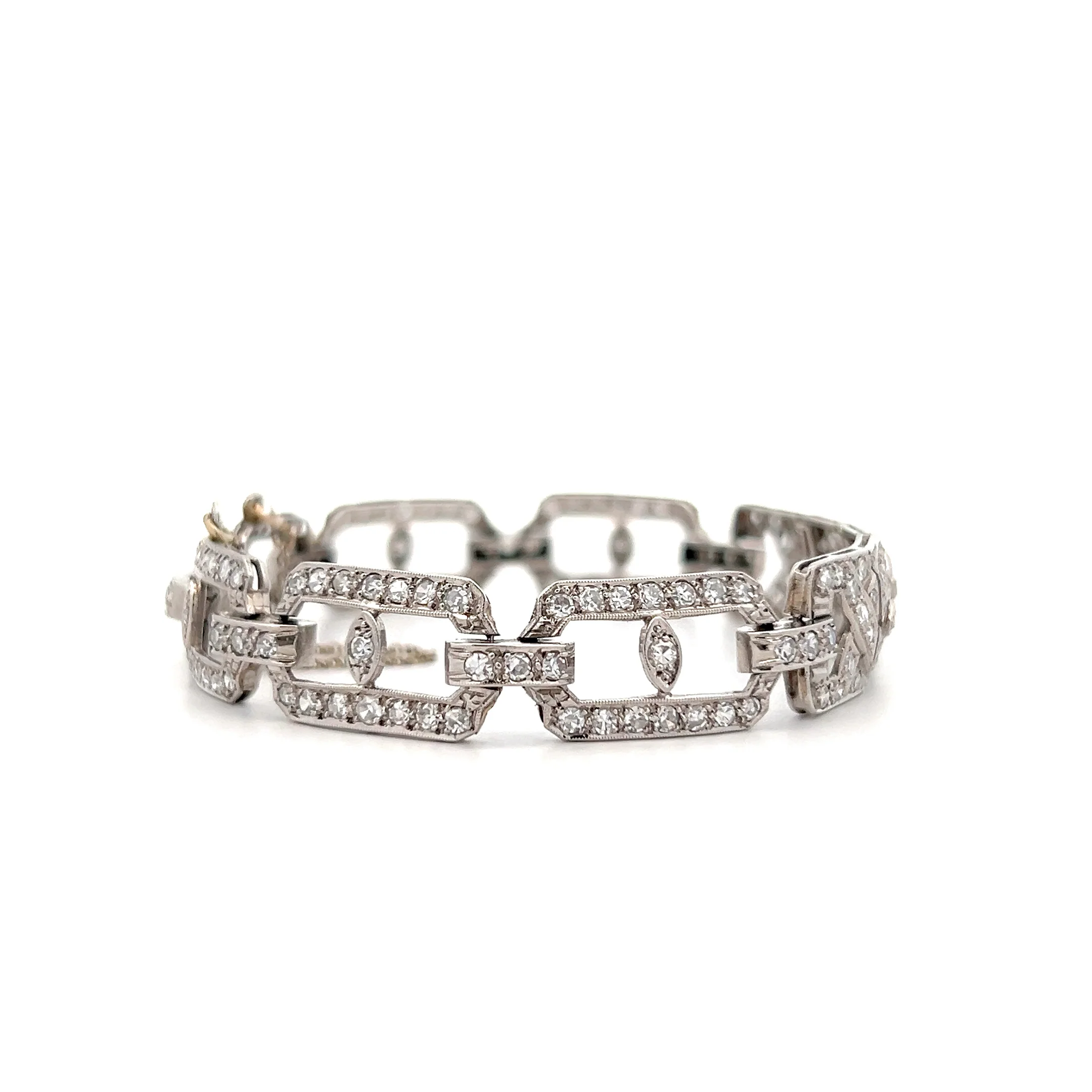 3.75 Antique Art Deco Diamond Bracelet Platinum - Image 4