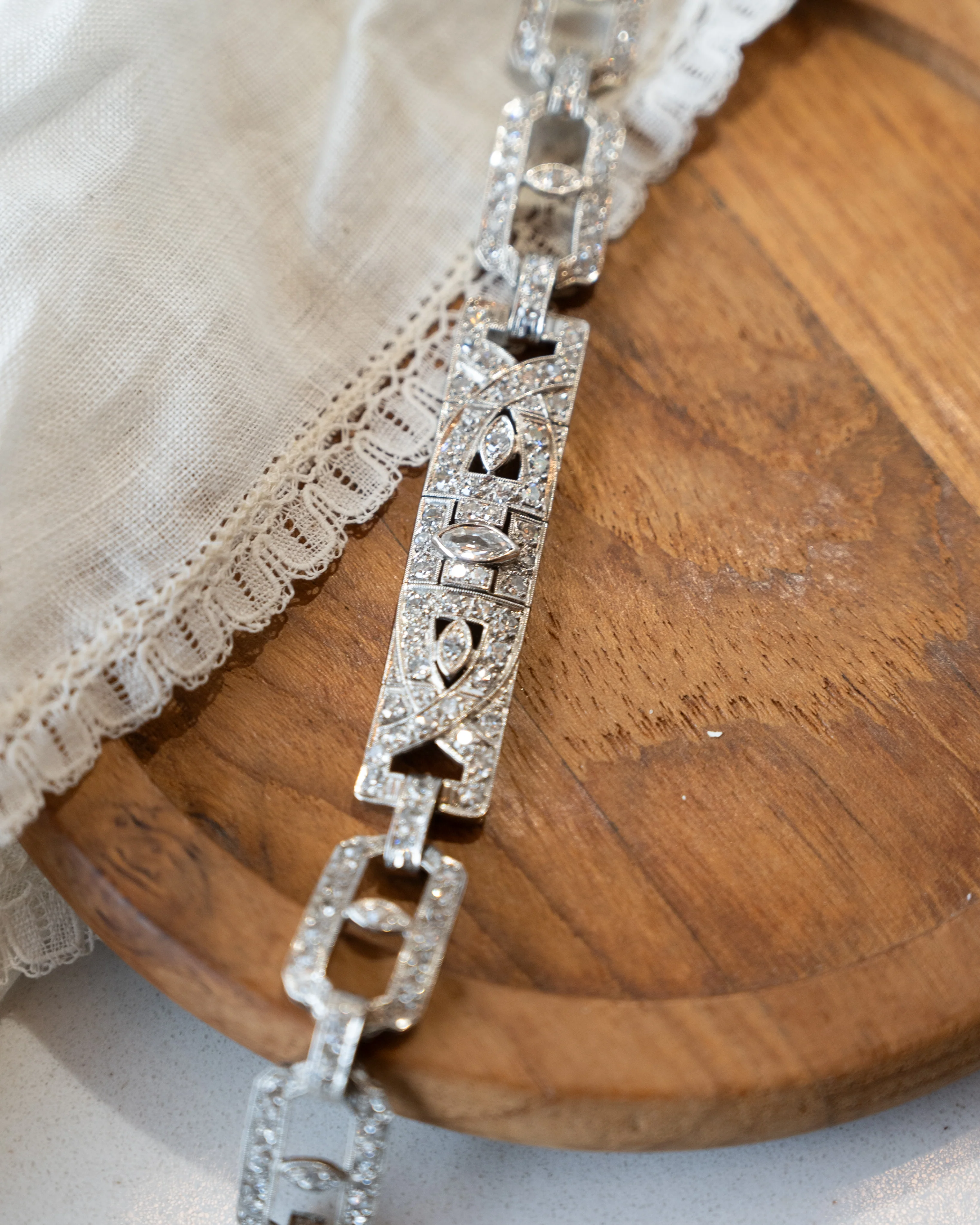 3.75 Antique Art Deco Diamond Bracelet Platinum - Image 5