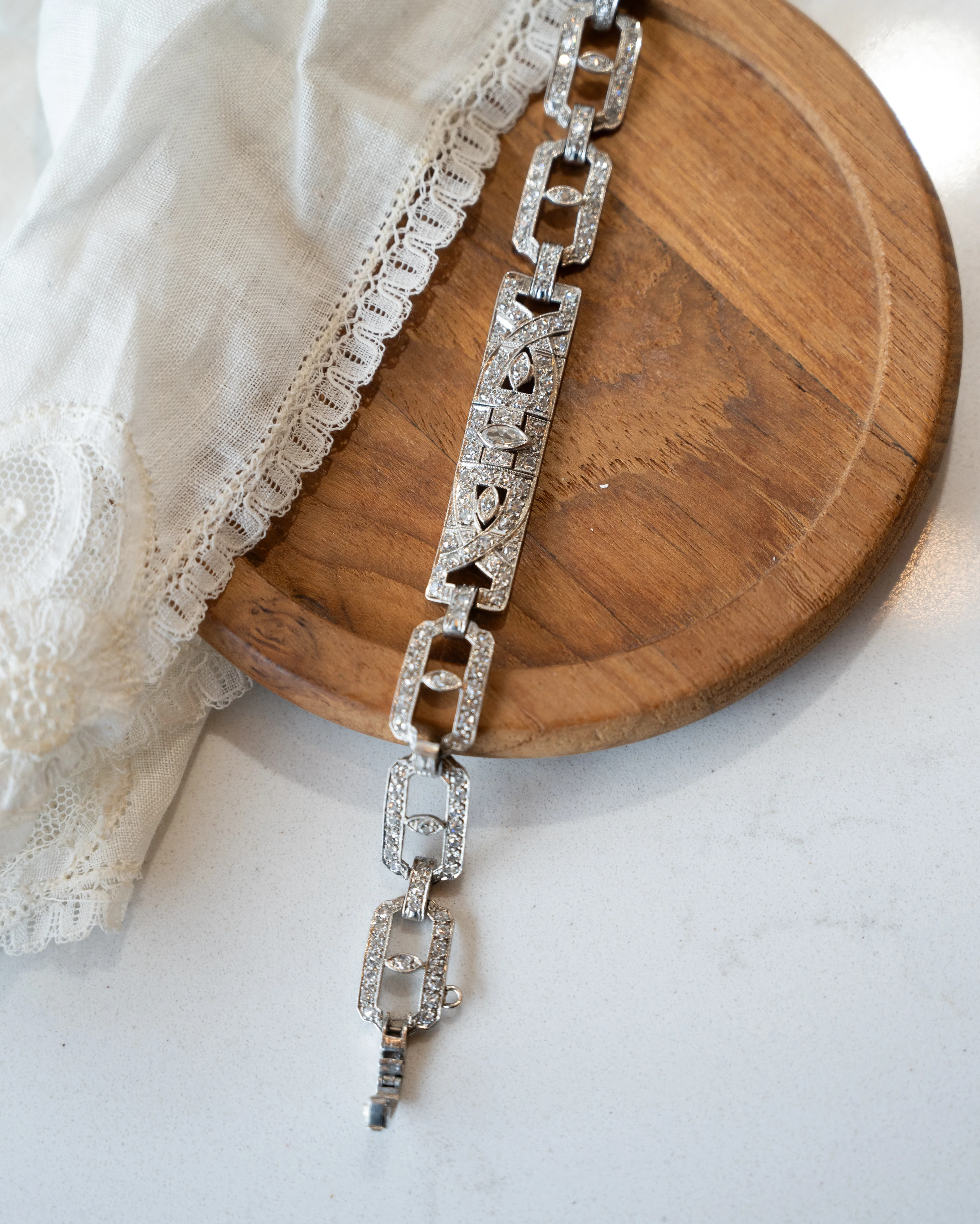 3.75 Antique Art Deco Diamond Bracelet Platinum - Image 6