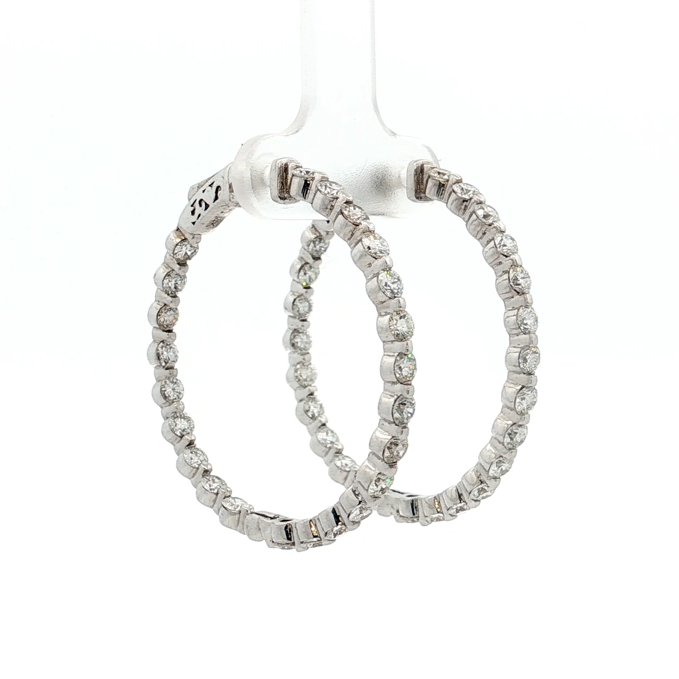 3.75 Inside-Out Diamond Hoop Earrings 14k White Gold - Image 3