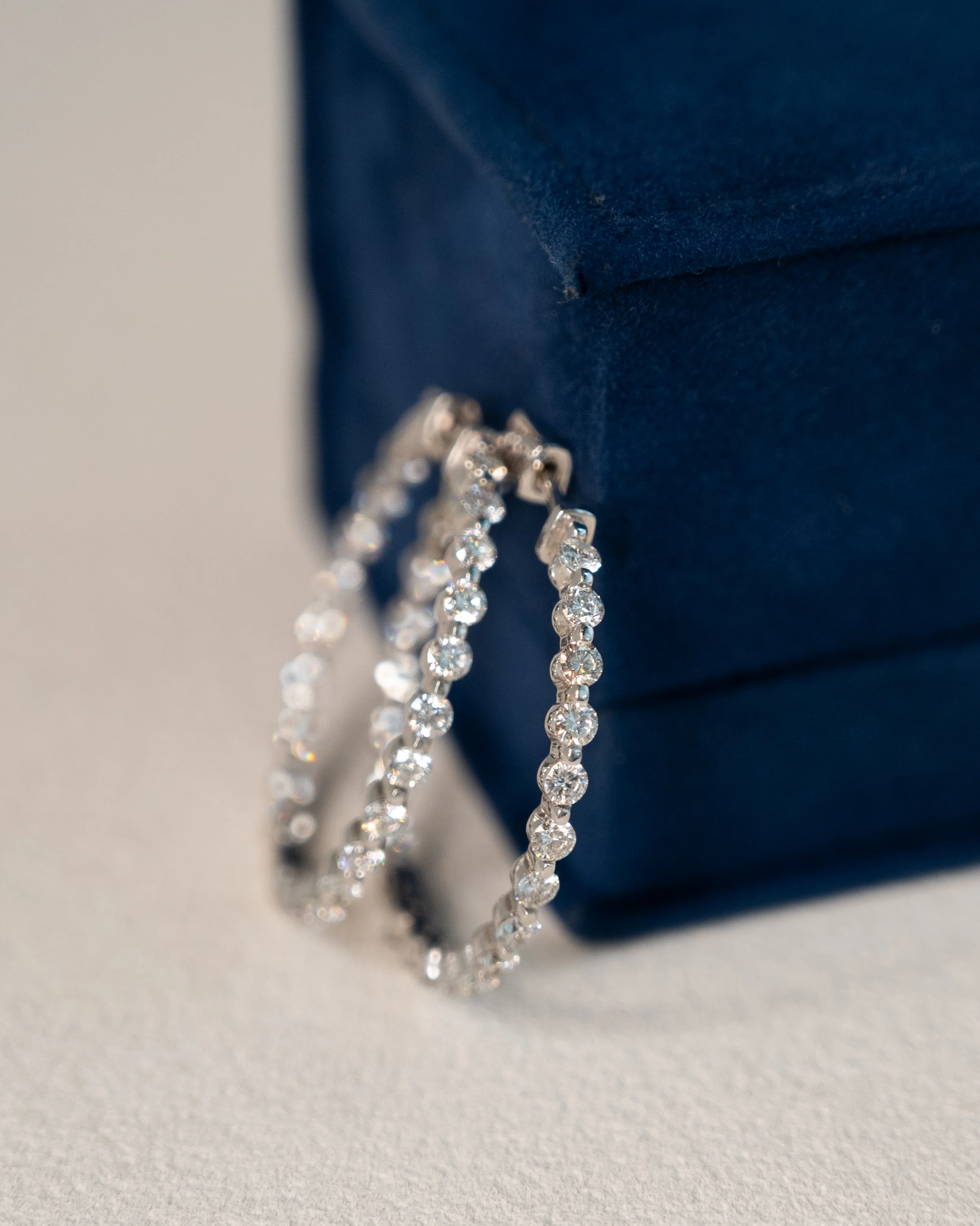 3.75 Inside-Out Diamond Hoop Earrings 14k White Gold - Image 4