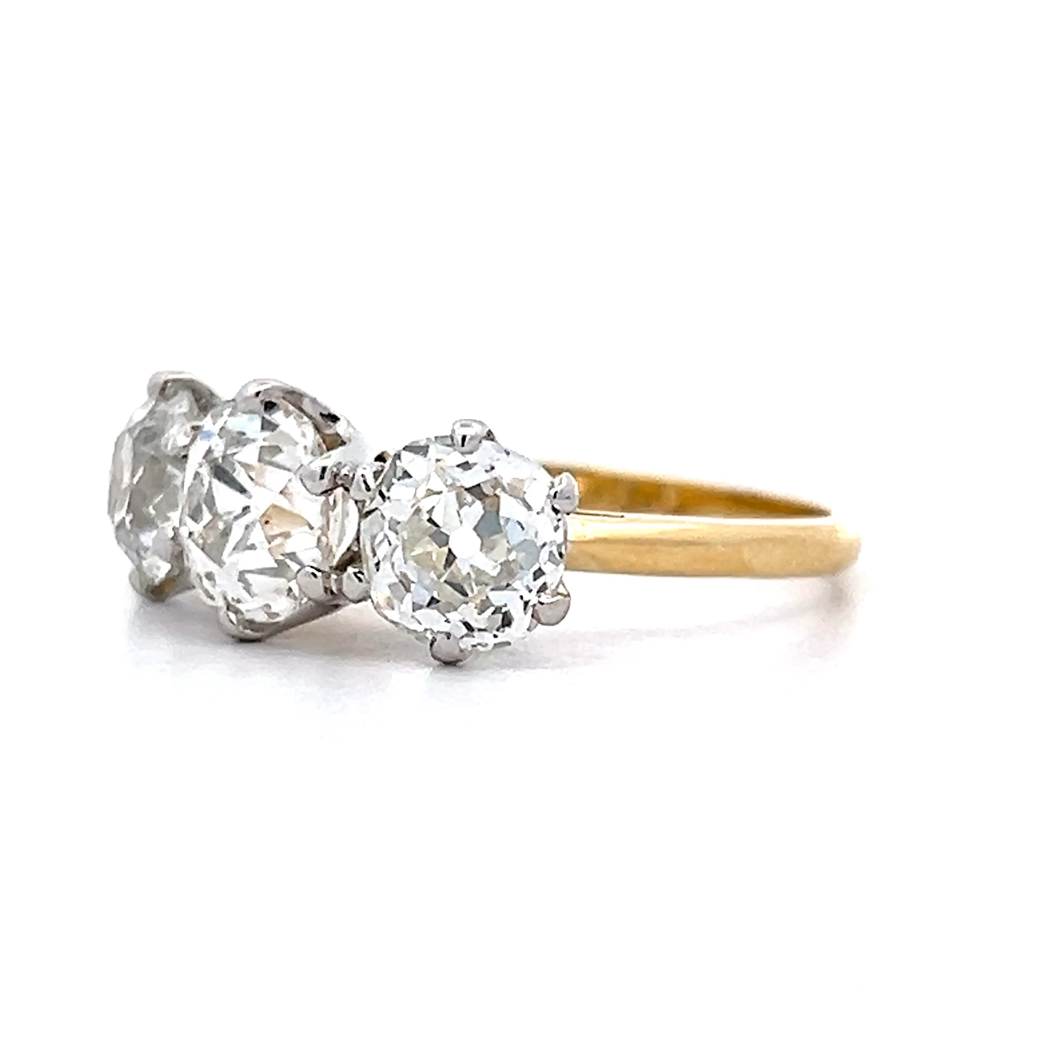 3.76 Old Mine Diamond Engagement Ring in Platinum & 18k - Image 2