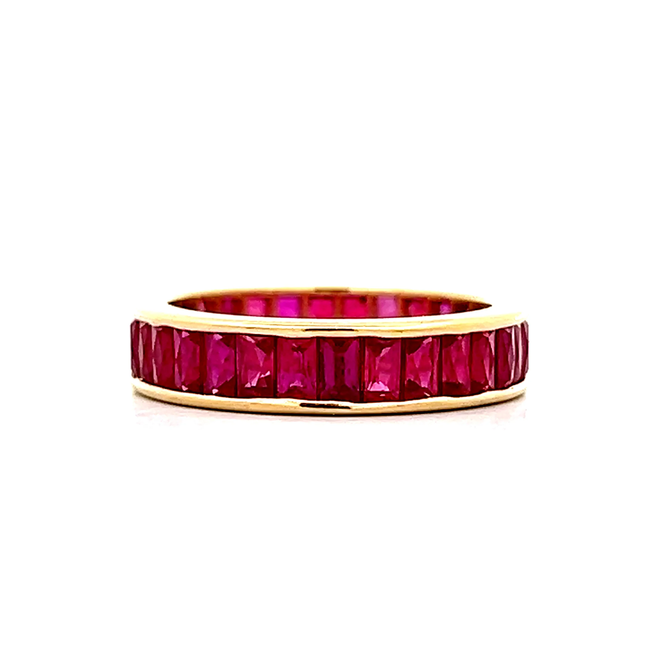 3.77 French Cut Ruby Eternity Band in 18k Yellow Gold - Image 2