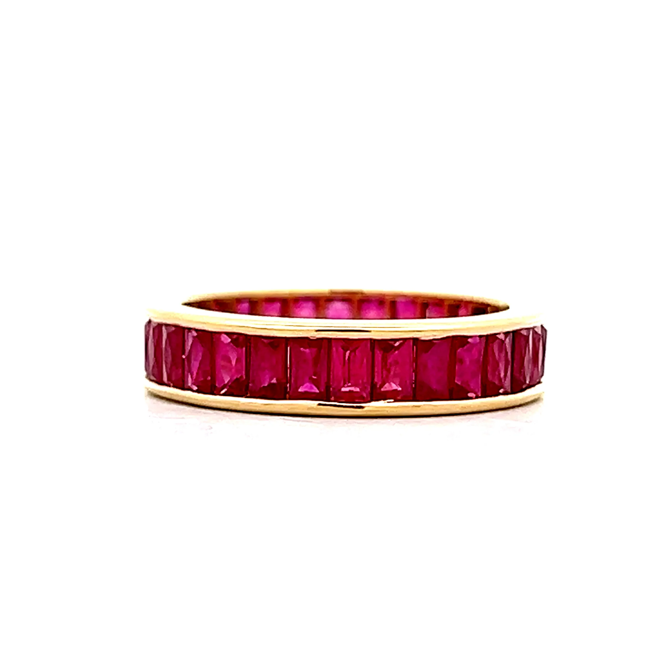 3.77 French Cut Ruby Eternity Band in 18k Yellow Gold - Image 3