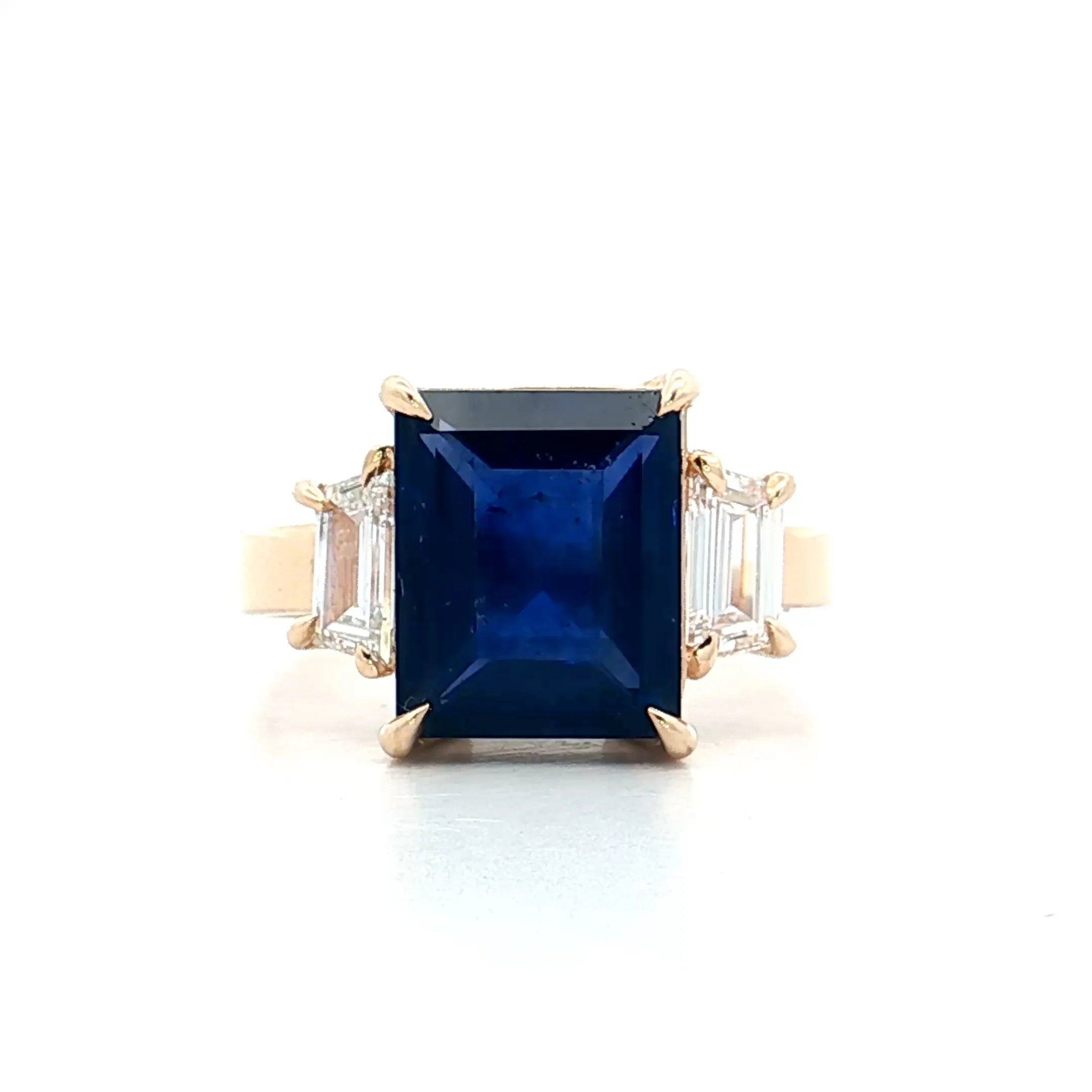 3.81 GIA Emerald Cut Sapphire Engagement Ring 14k
