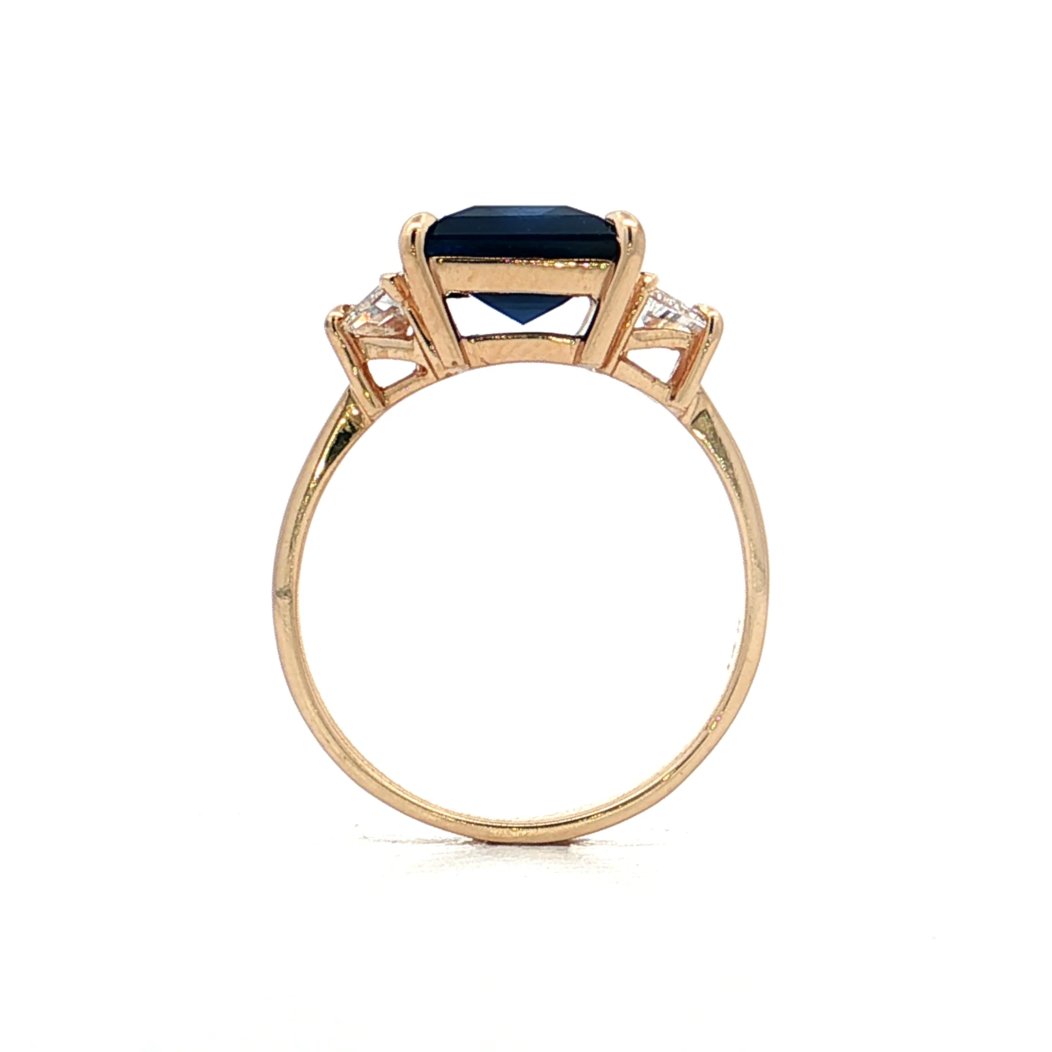 3.81 GIA Emerald Cut Sapphire Engagement Ring 14k - Image 4