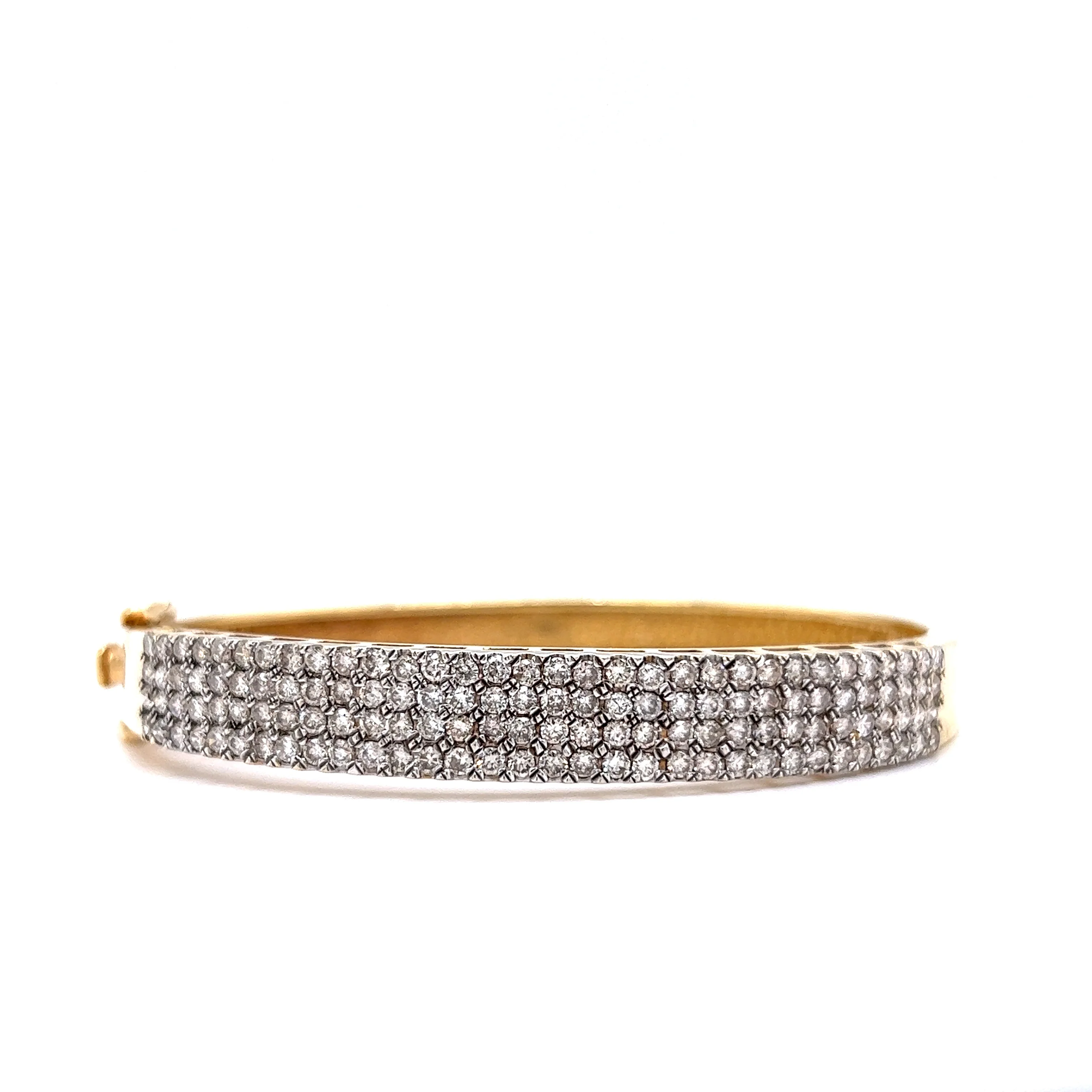 3.84 Carat Pave Diamond Bracelet in 14K Yellow Gold