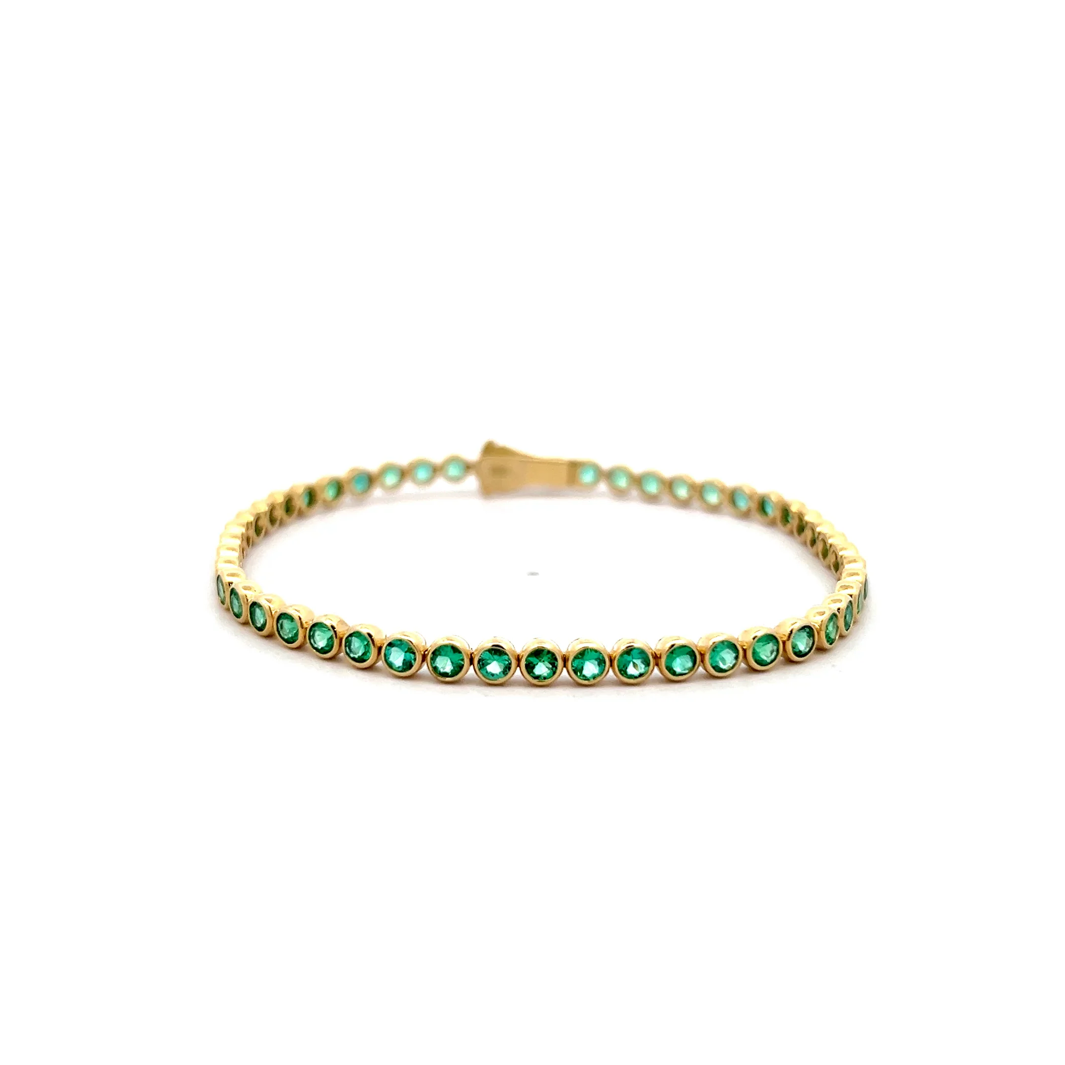 3.95 Emerald Tennis Bracelet in 14k Yellow Gold