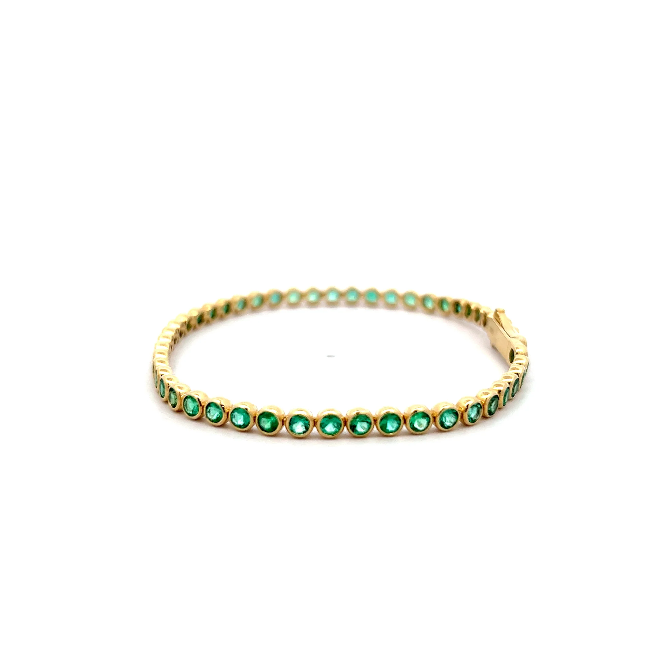 3.95 Emerald Tennis Bracelet in 14k Yellow Gold - Image 2