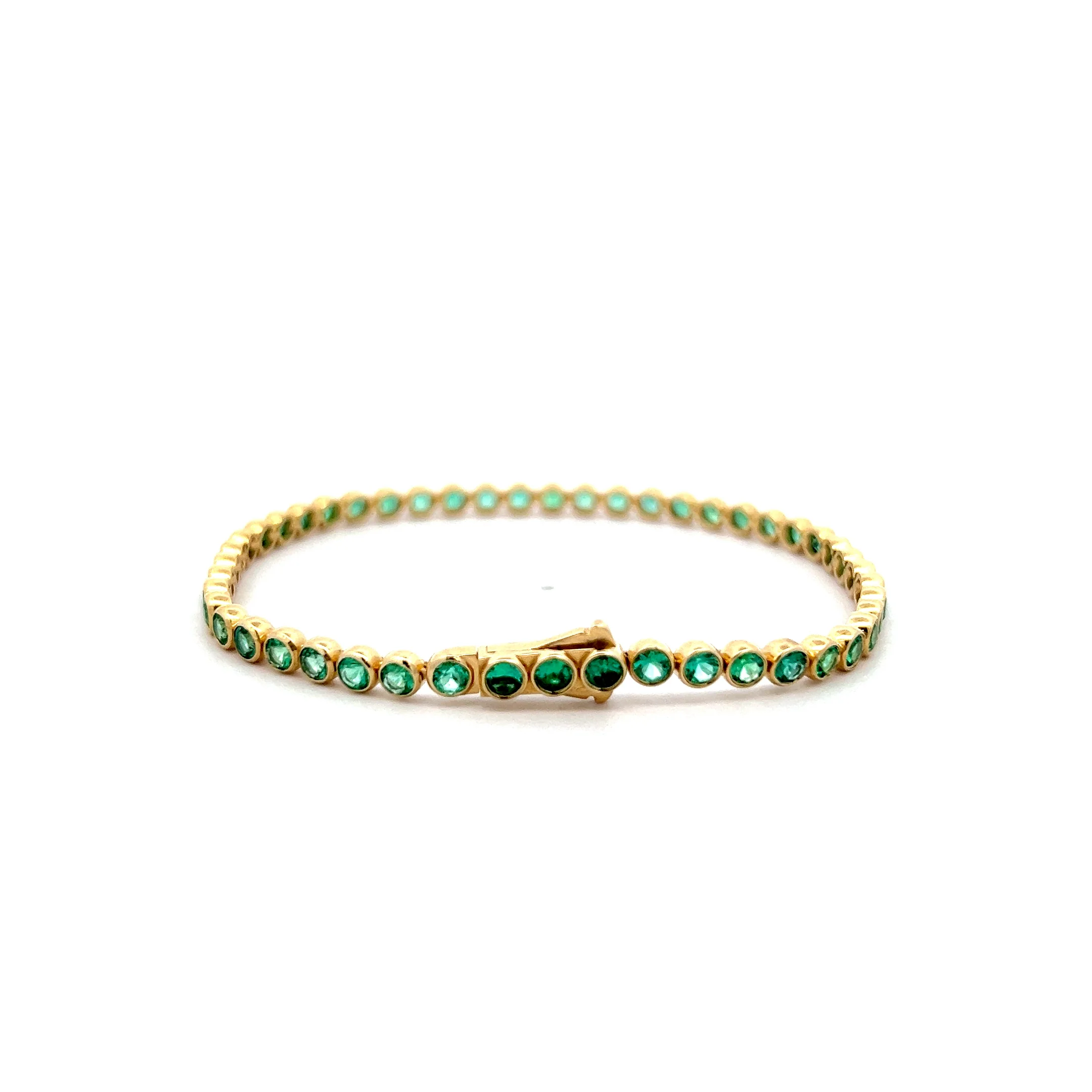 3.95 Emerald Tennis Bracelet in 14k Yellow Gold - Image 4