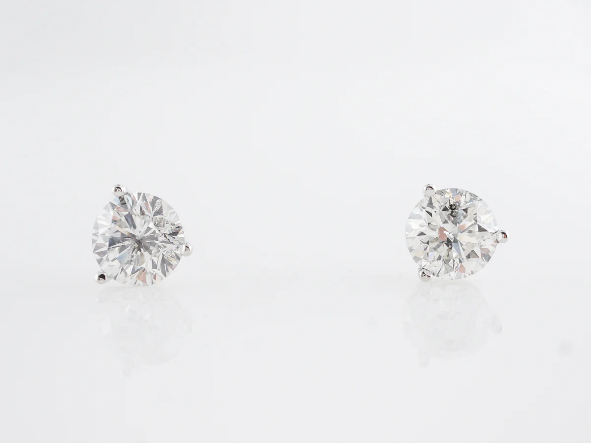 3 Carat Diamond Earring Studs in 14k White Gold