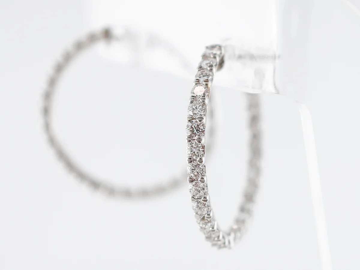 3 Carat Diamond Hoop Earrings in 18k White Gold - Image 3