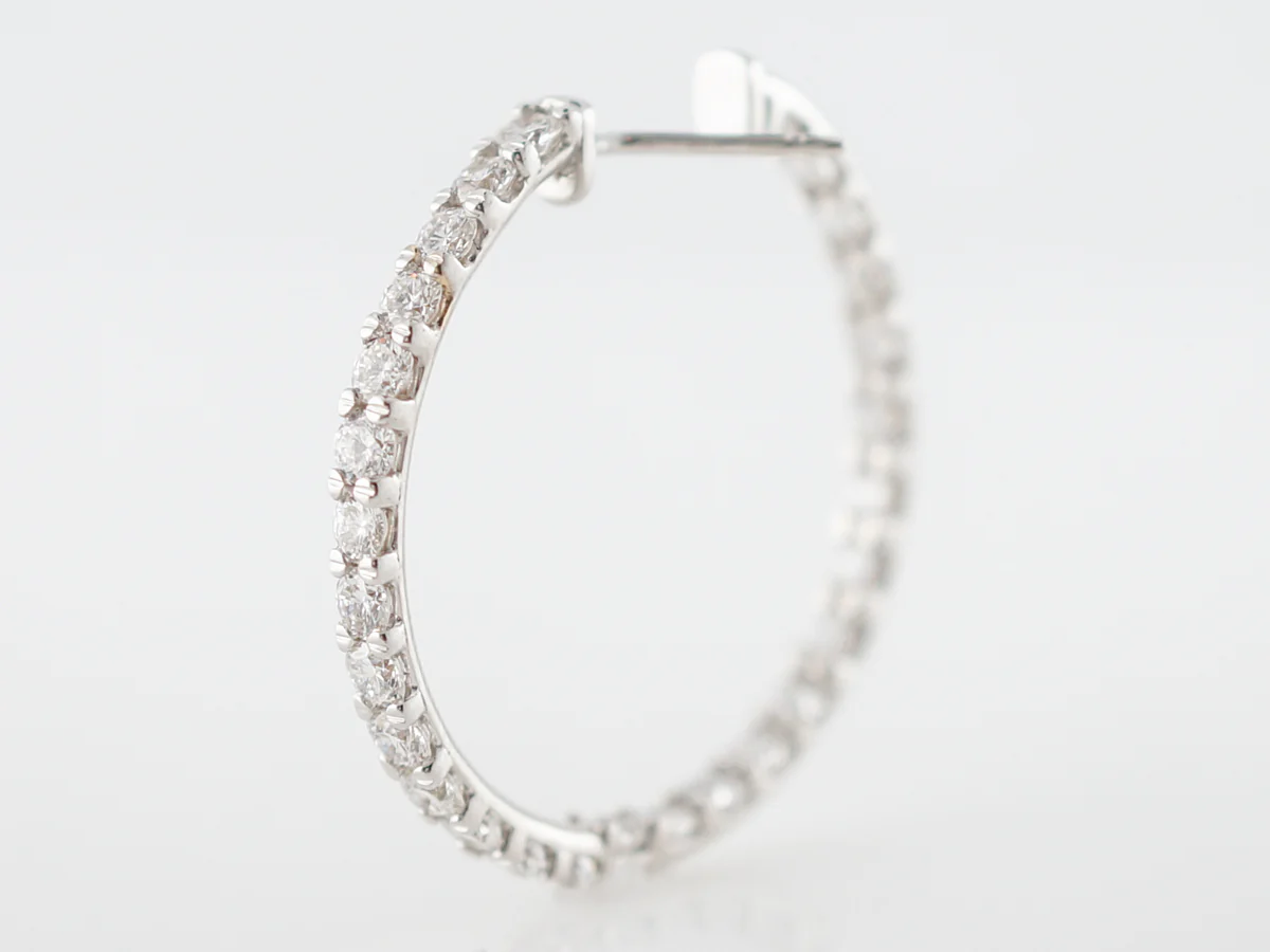 3 Carat Diamond Hoop Earrings in 18k White Gold - Image 4