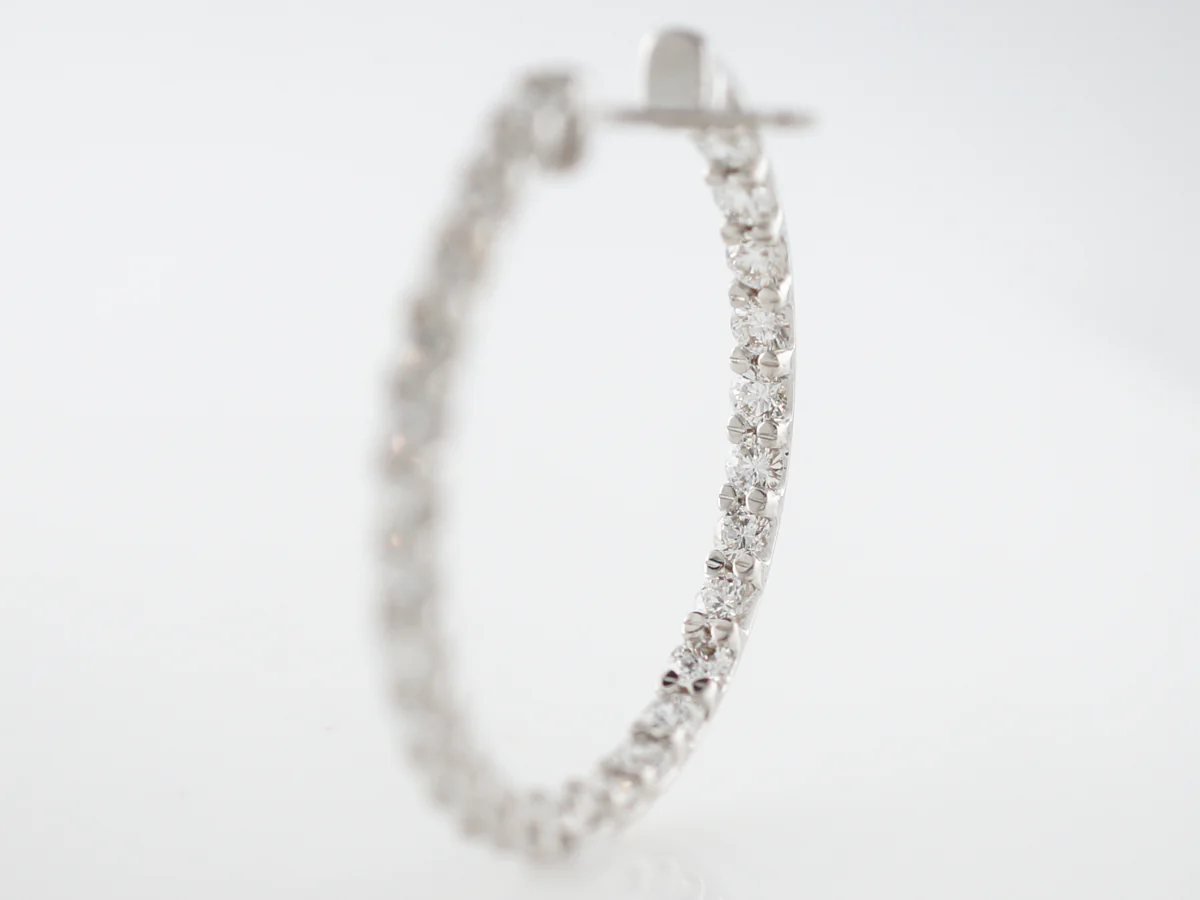 3 Carat Diamond Hoop Earrings in 18k White Gold - Image 6