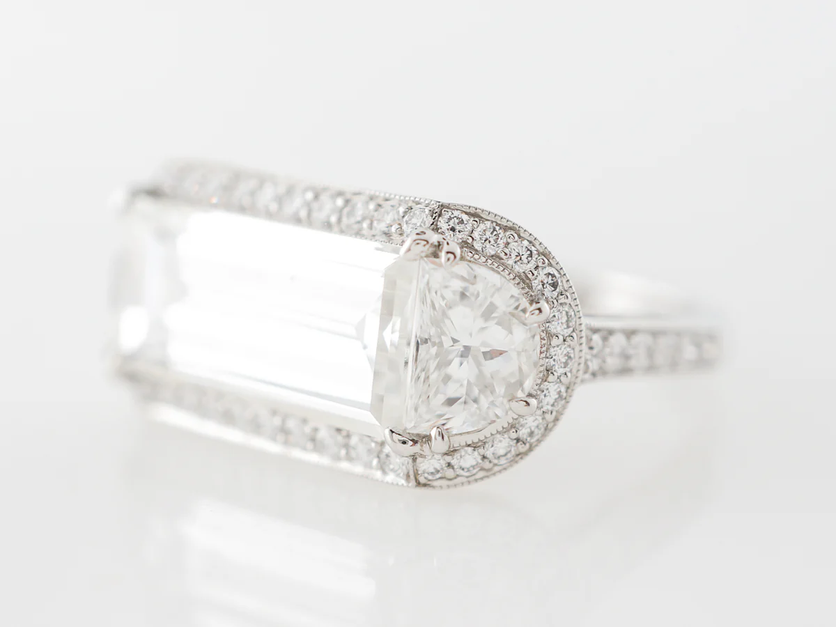 3 Carat Emerald Cut Diamond Engagement Ring in Platinum - Image 2