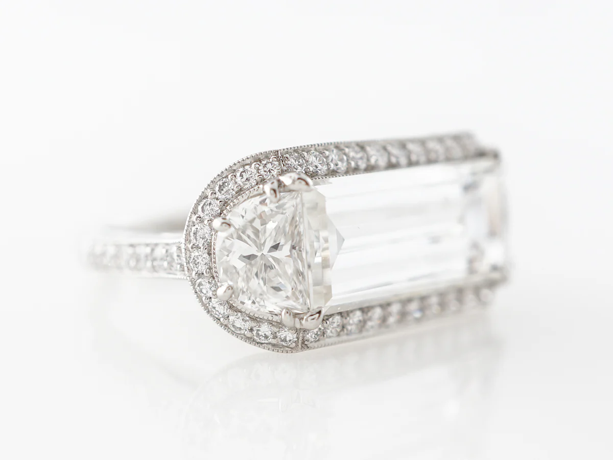3 Carat Emerald Cut Diamond Engagement Ring in Platinum - Image 3