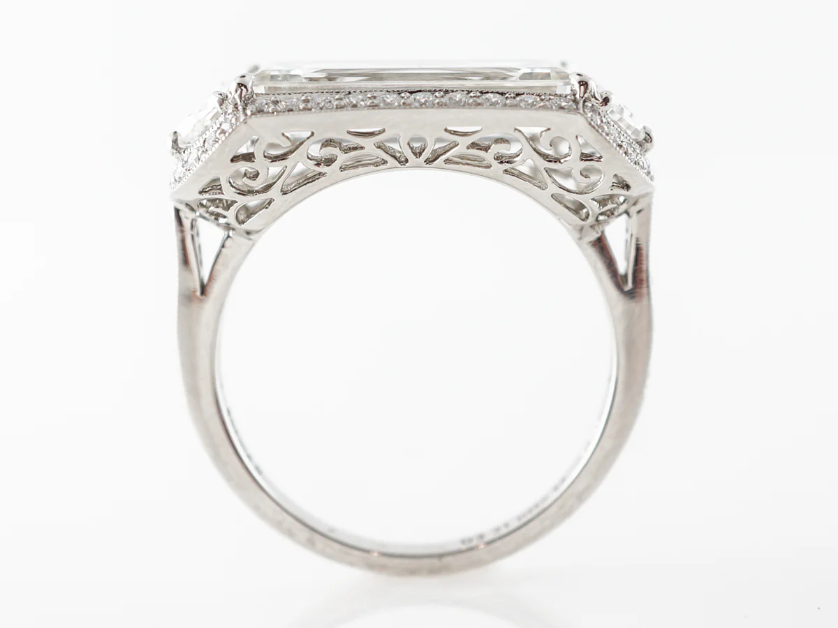 3 Carat Emerald Cut Diamond Engagement Ring in Platinum - Image 4