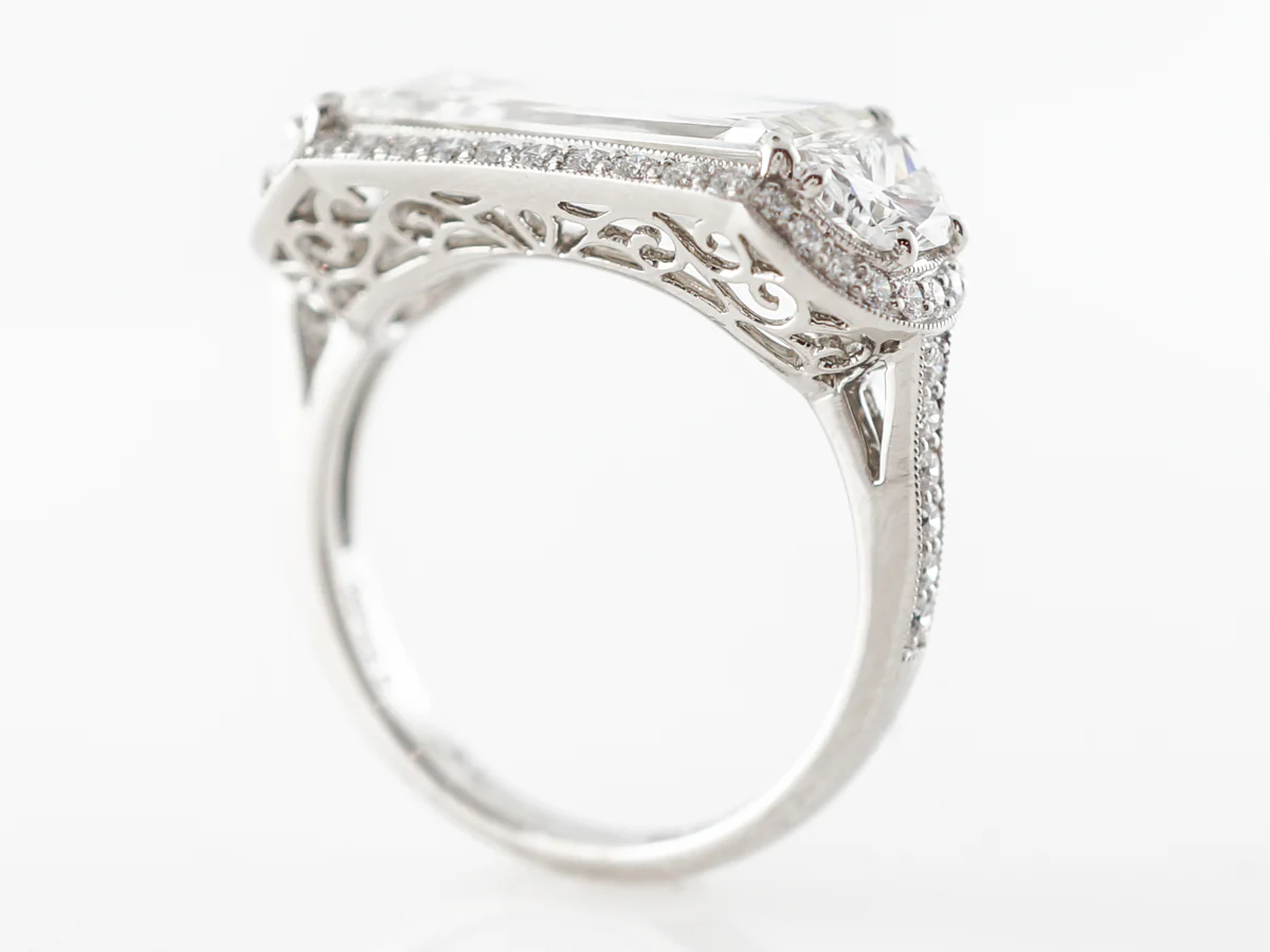 3 Carat Emerald Cut Diamond Engagement Ring in Platinum - Image 5