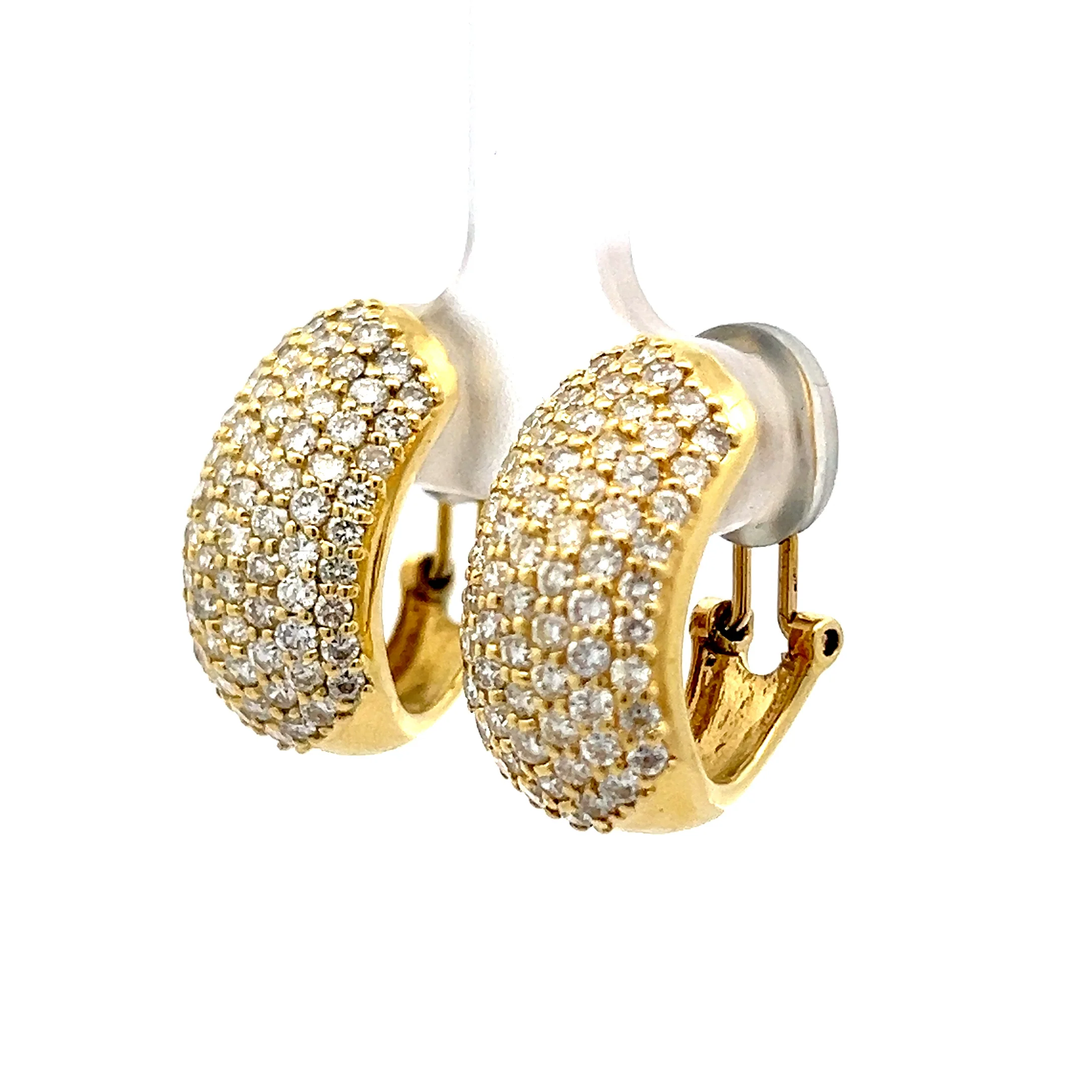 3 Carat Pave Diamond J Hoop Earrings 18k - Image 2