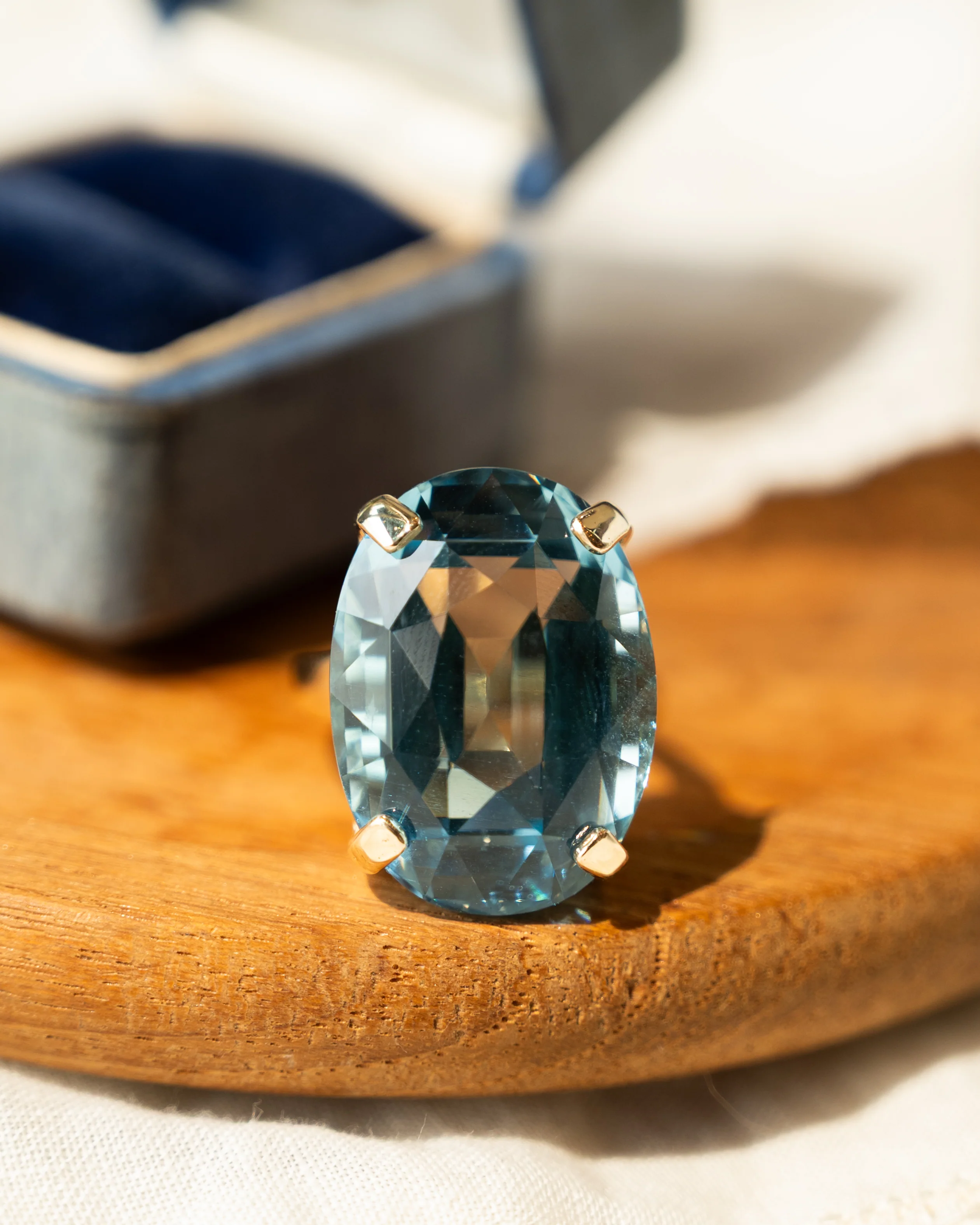 30.89 Oval Aquamarine Cocktail Ring 14k Yellow Gold - Image 6