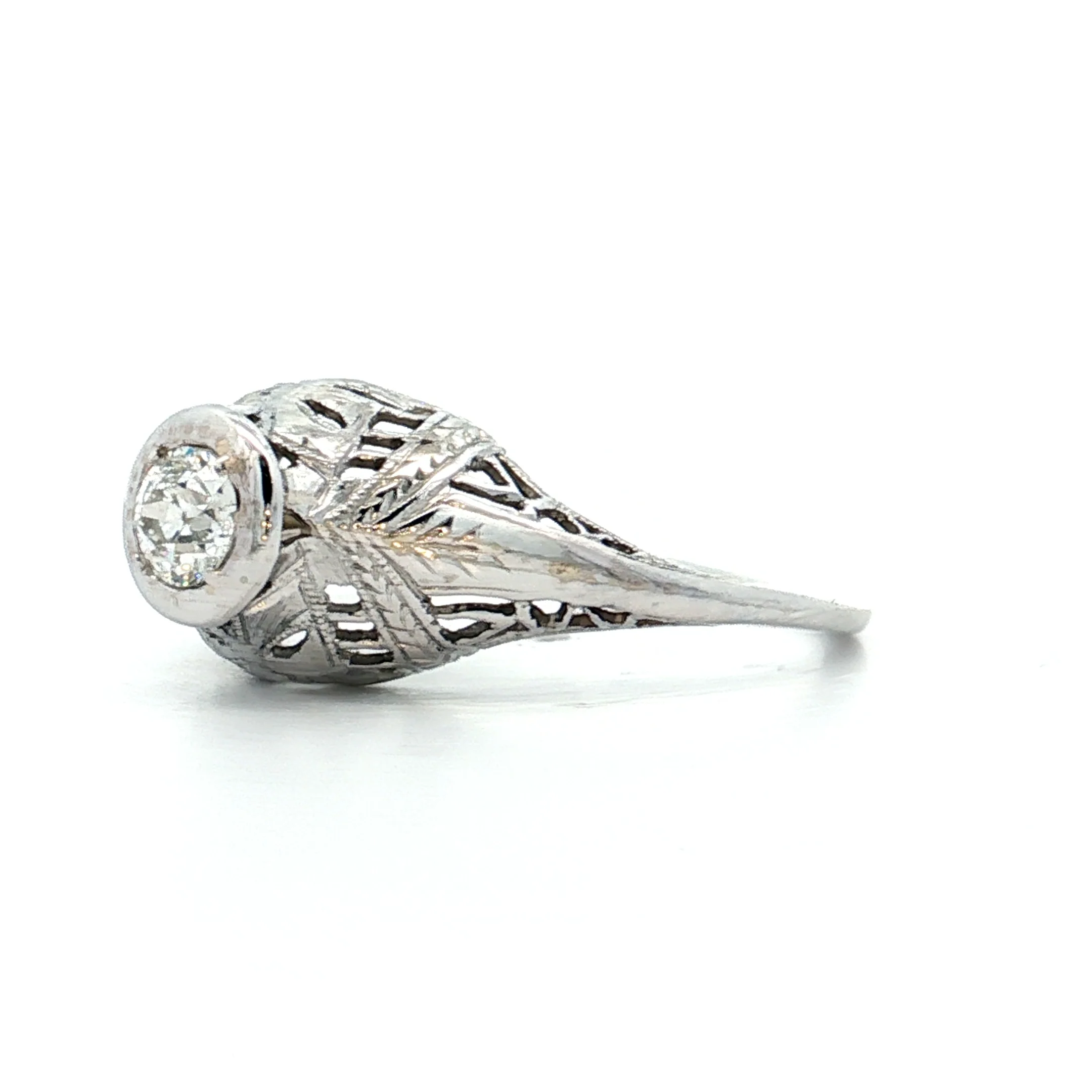 .30 Antique Art Deco Euro Diamond Engagement Ring 18k - Image 2