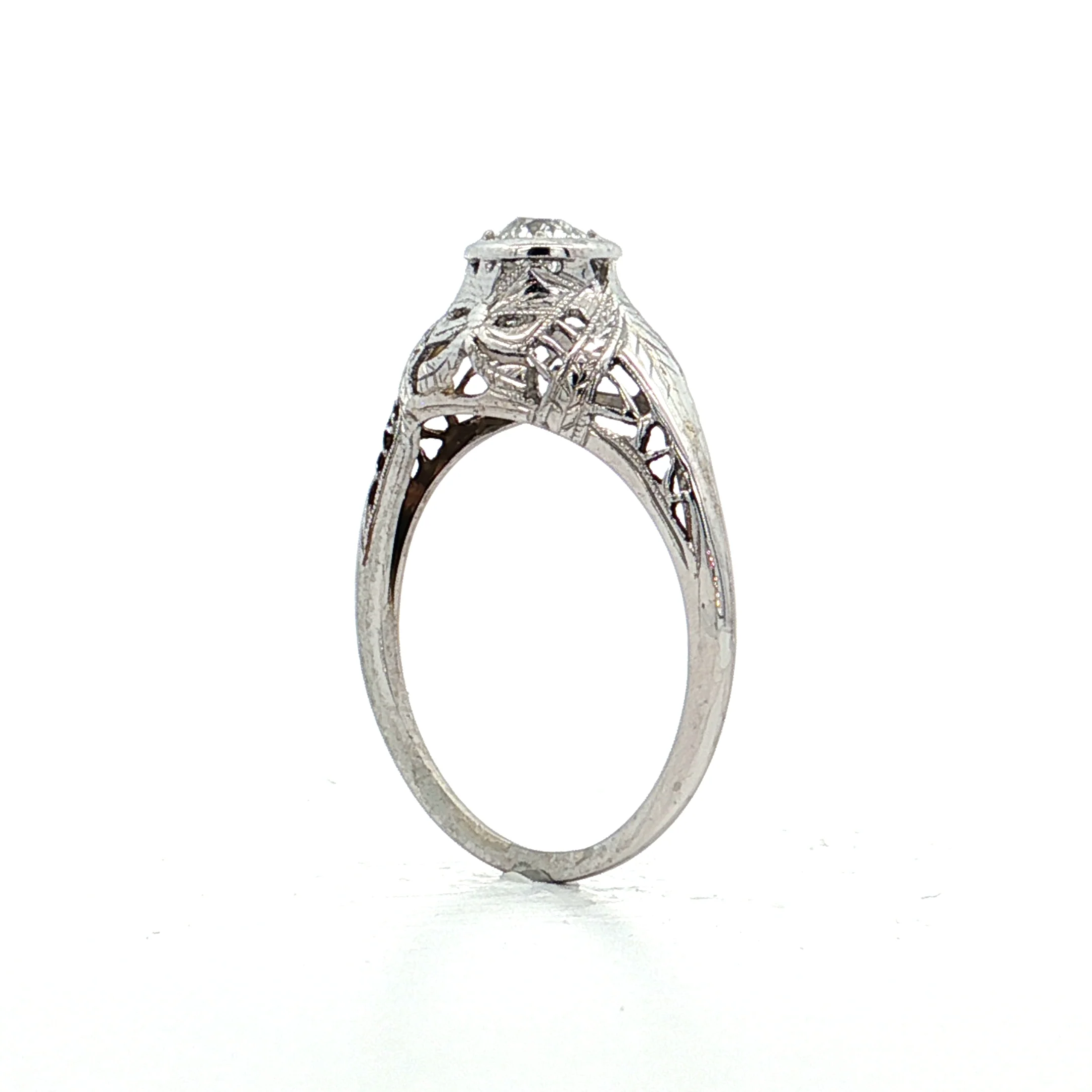 .30 Antique Art Deco Euro Diamond Engagement Ring 18k - Image 5