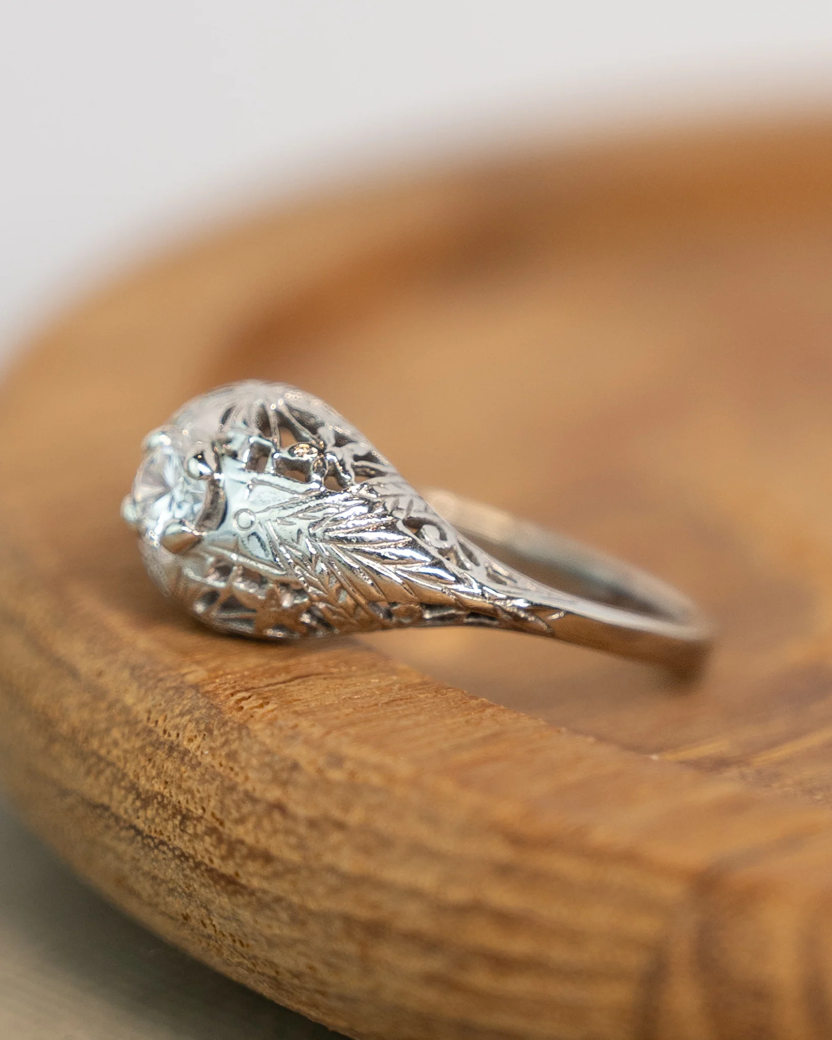 .30 Antique Deco Filigree Engagement Ring in 14k - Image 7