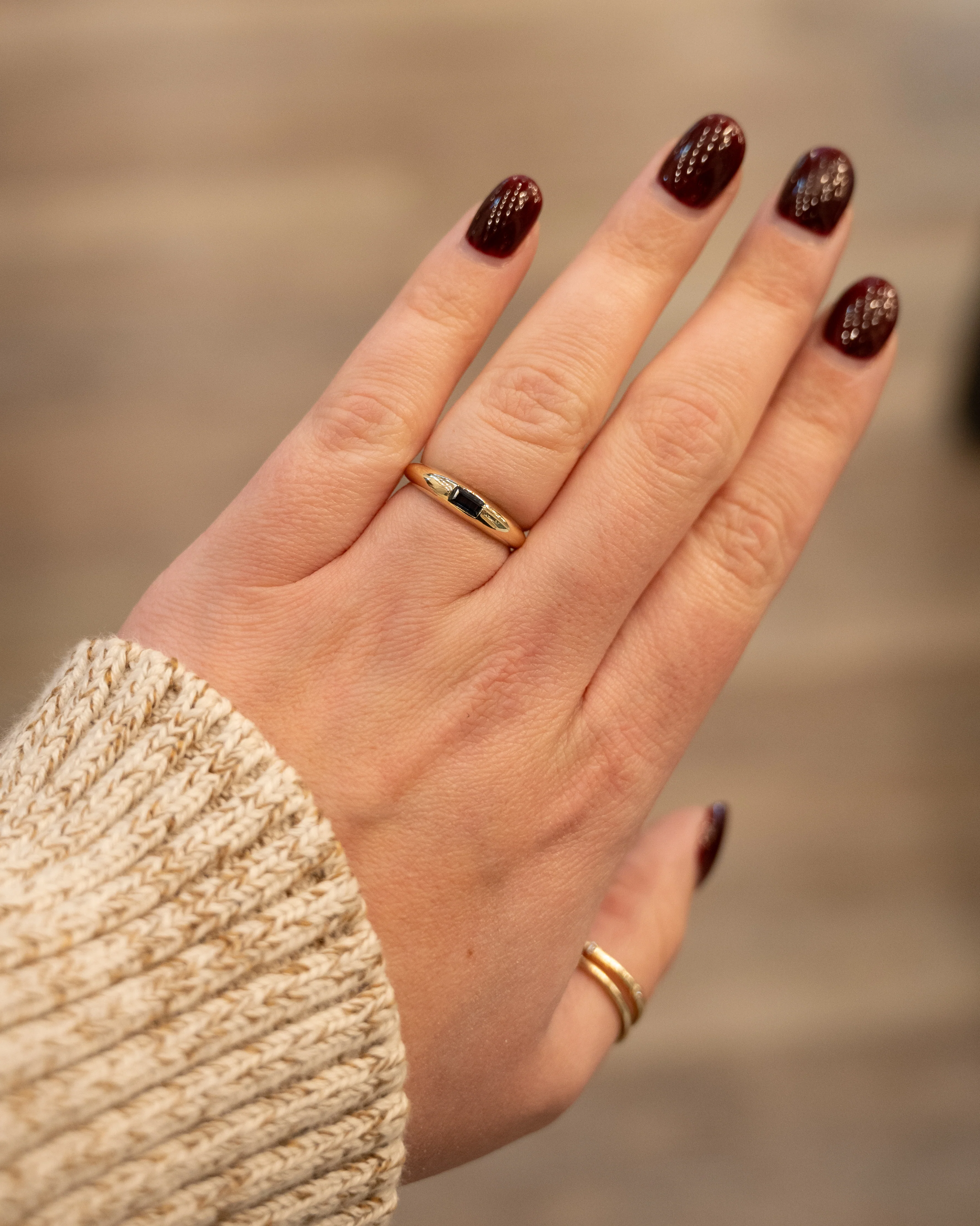 .30 Baguette Sapphire Stacking Ring in 14k Yellow Gold - Image 7