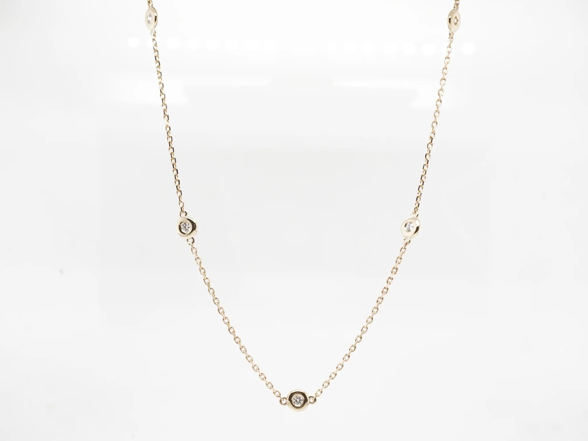 .30 Bezel Diamond Necklace in 14K Yellow Gold