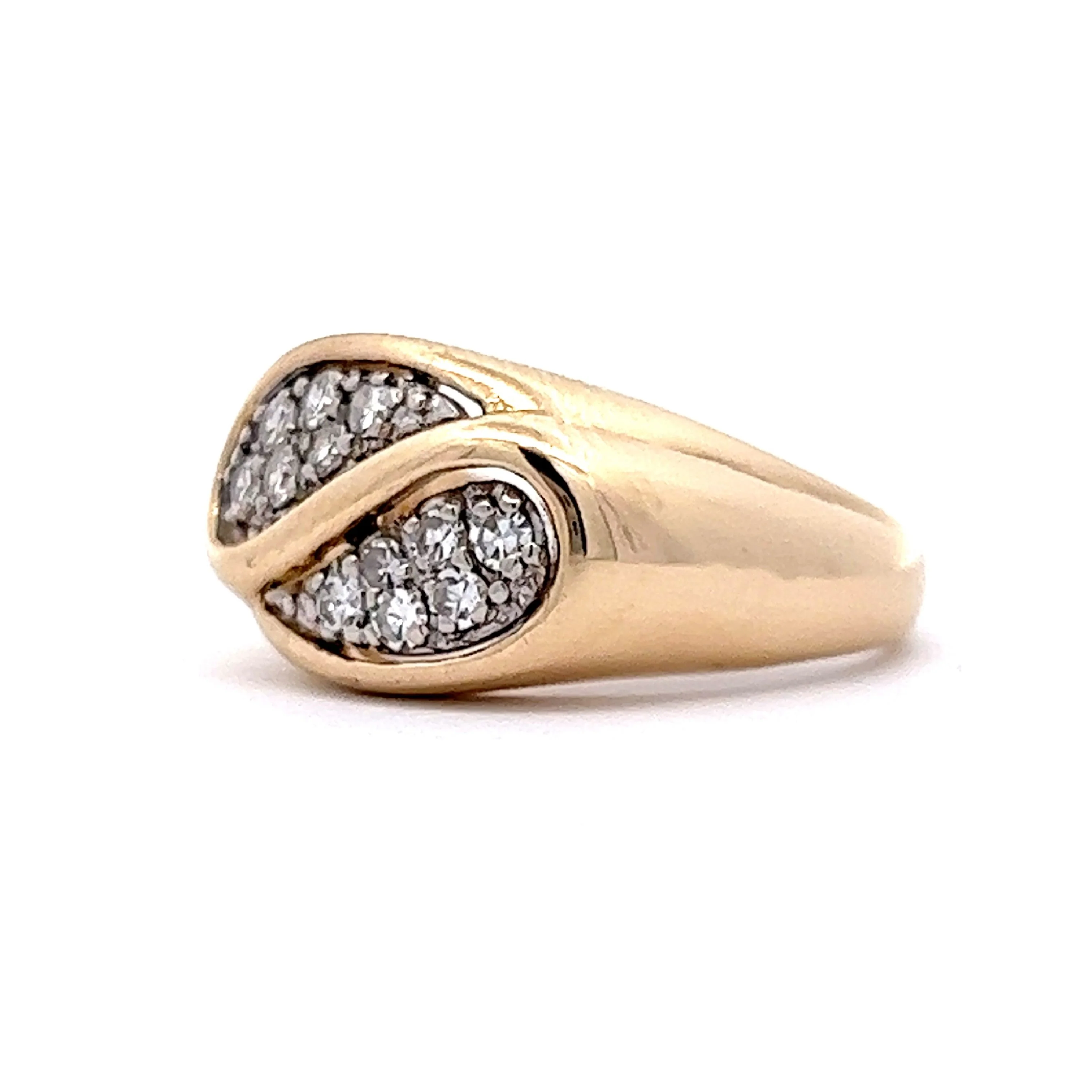 Vintage Mid-Century Pave Diamond Cocktail Ring in 14k Yellow & White Gold - Image 2