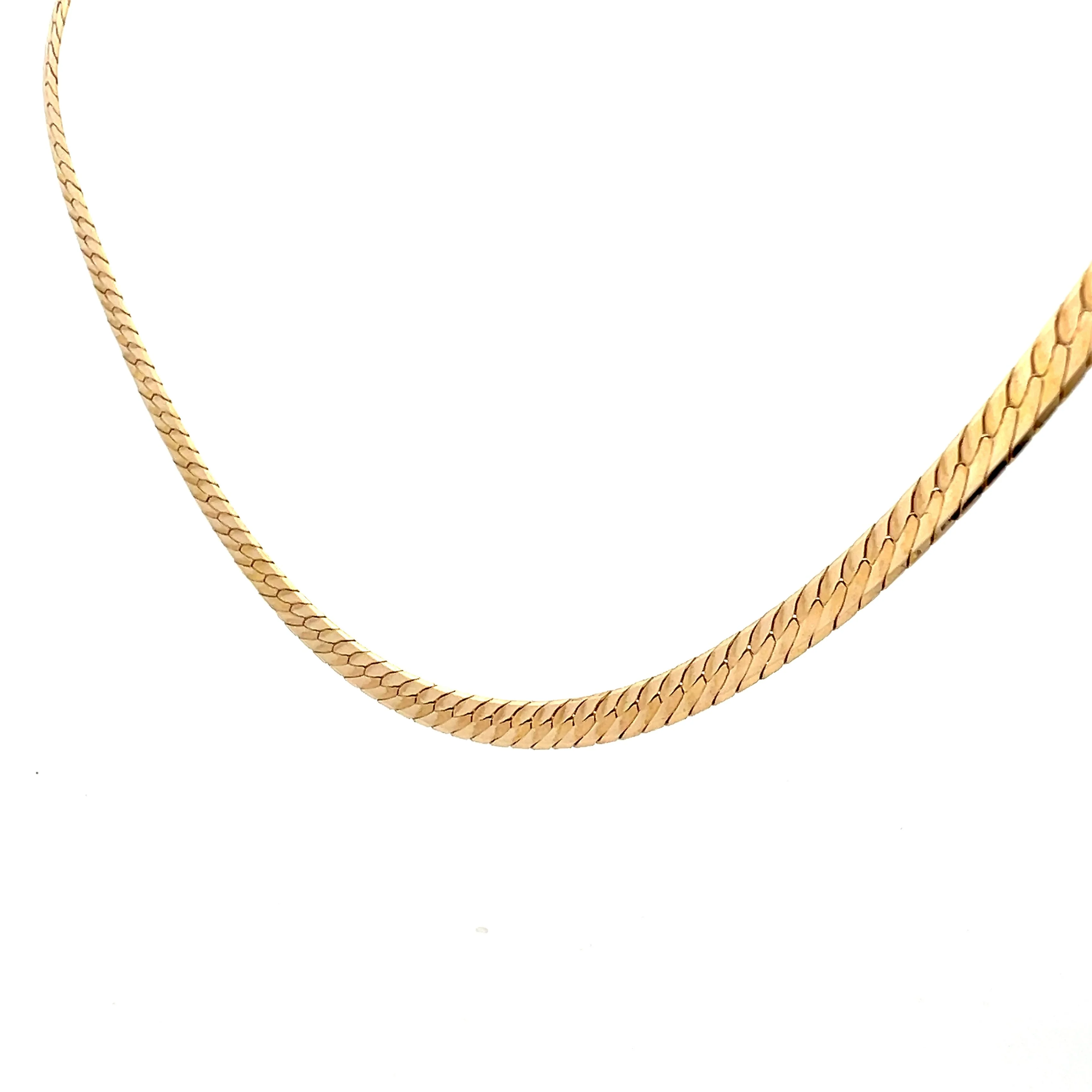 30 Inch Herringbone Collar Necklace in 14k Yellow Gold - Image 2