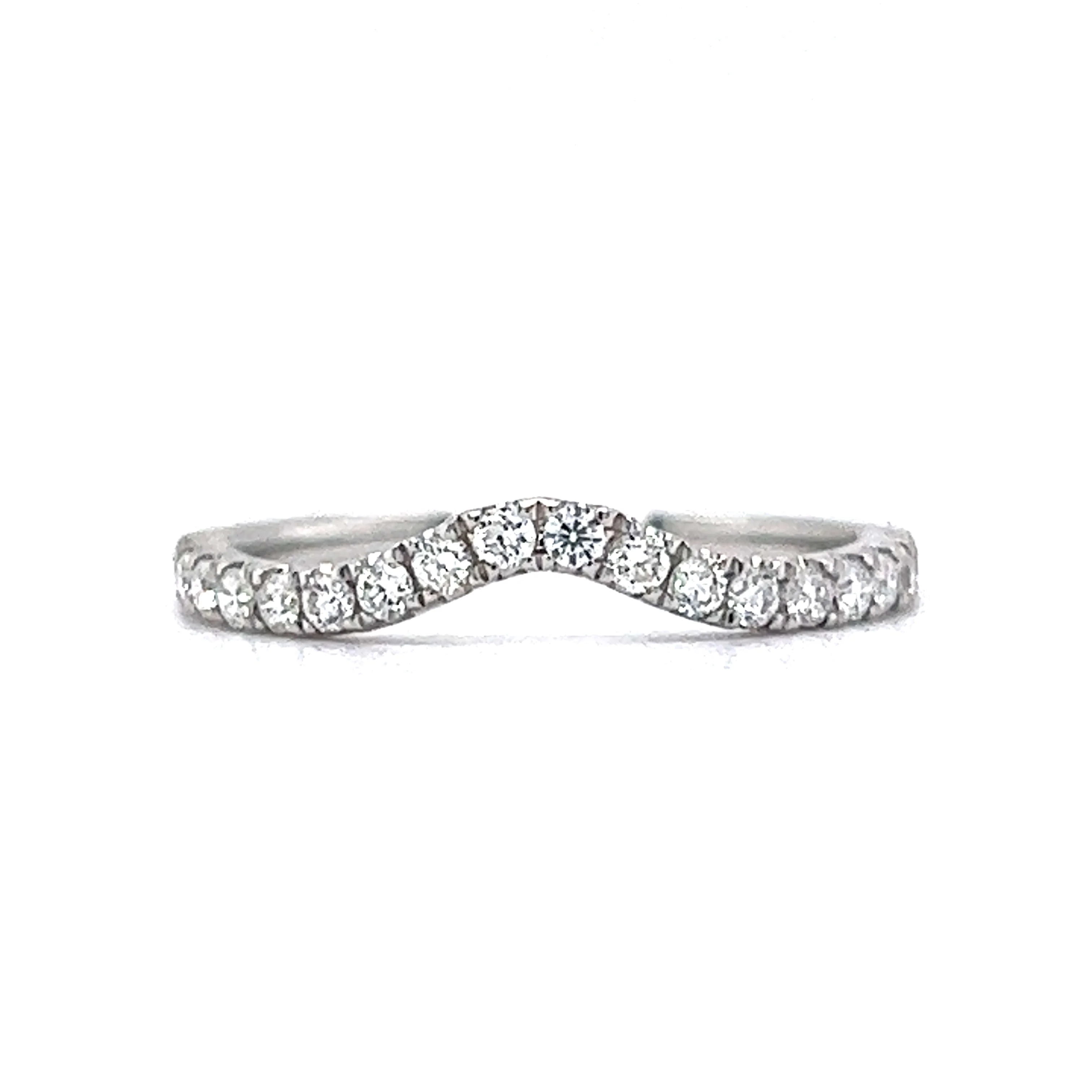 .30 Modern Contoured Diamond Wedding Band in 14k White Gold