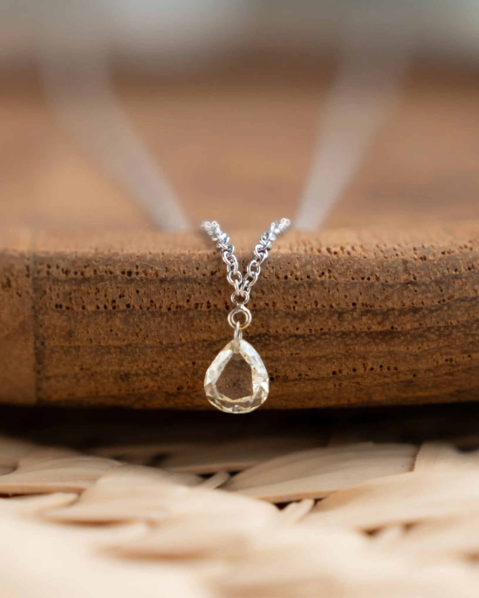 .30 Pear Rose Diamond Pendant Necklace in 14k - Image 5