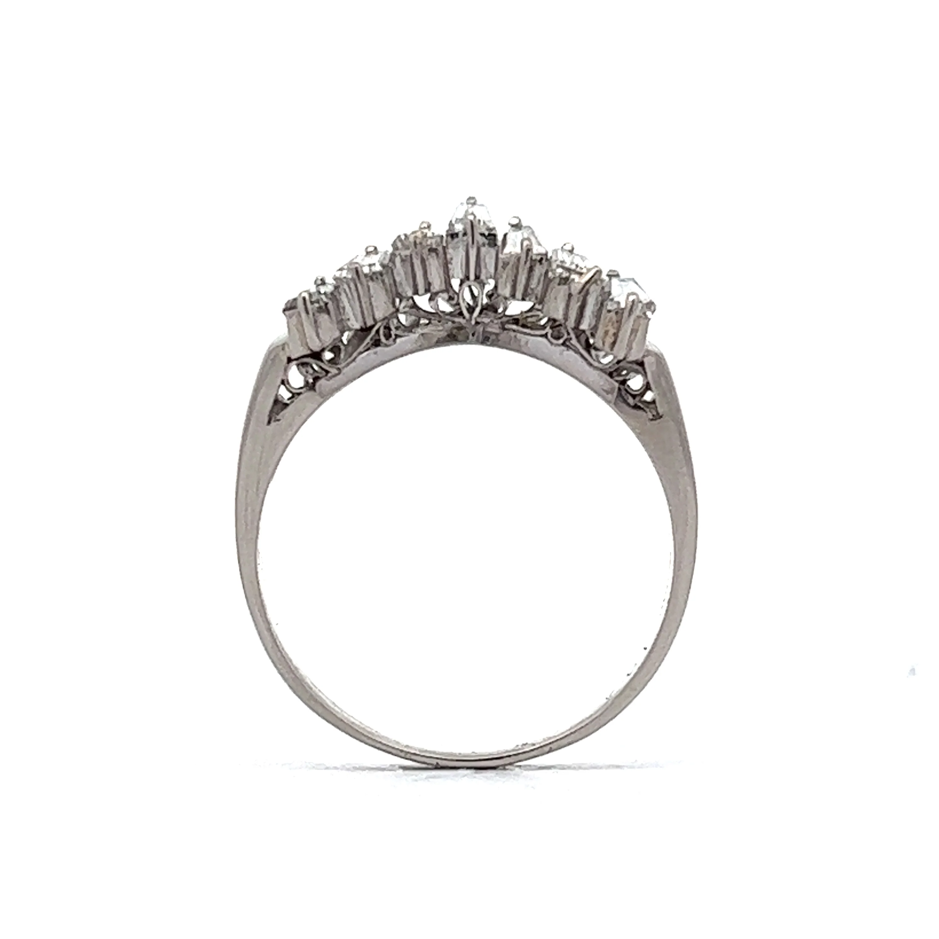 Baguette Diamond Tiara Wedding Band in Platinum - Image 4