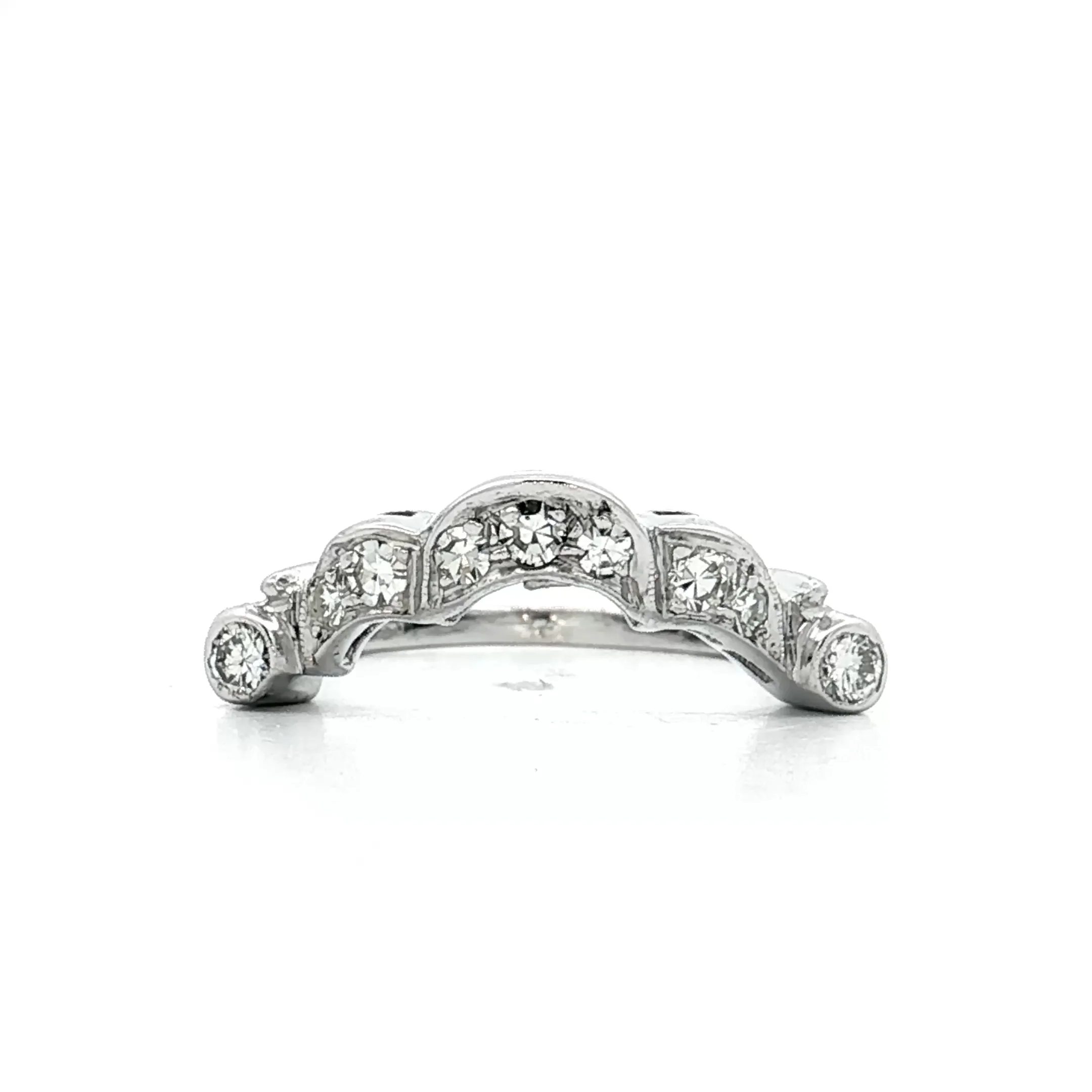 .30 Vintage 1950's Diamond Contour Wedding Band 14k