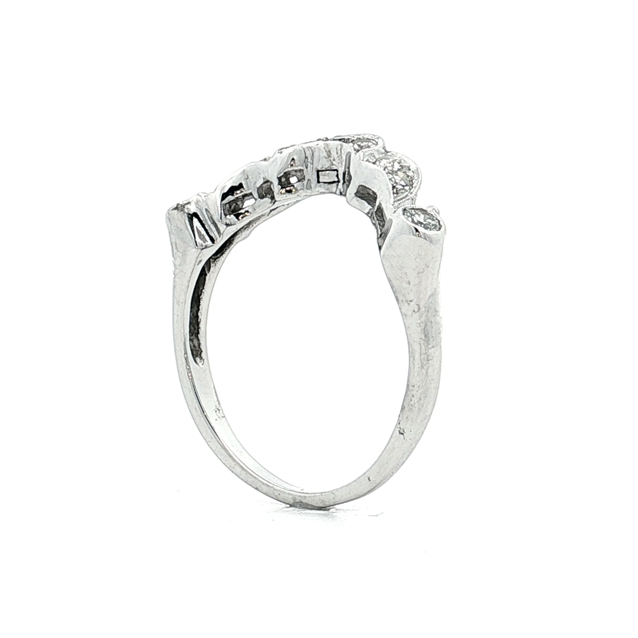 .30 Vintage 1950's Diamond Contour Wedding Band 14k - Image 5