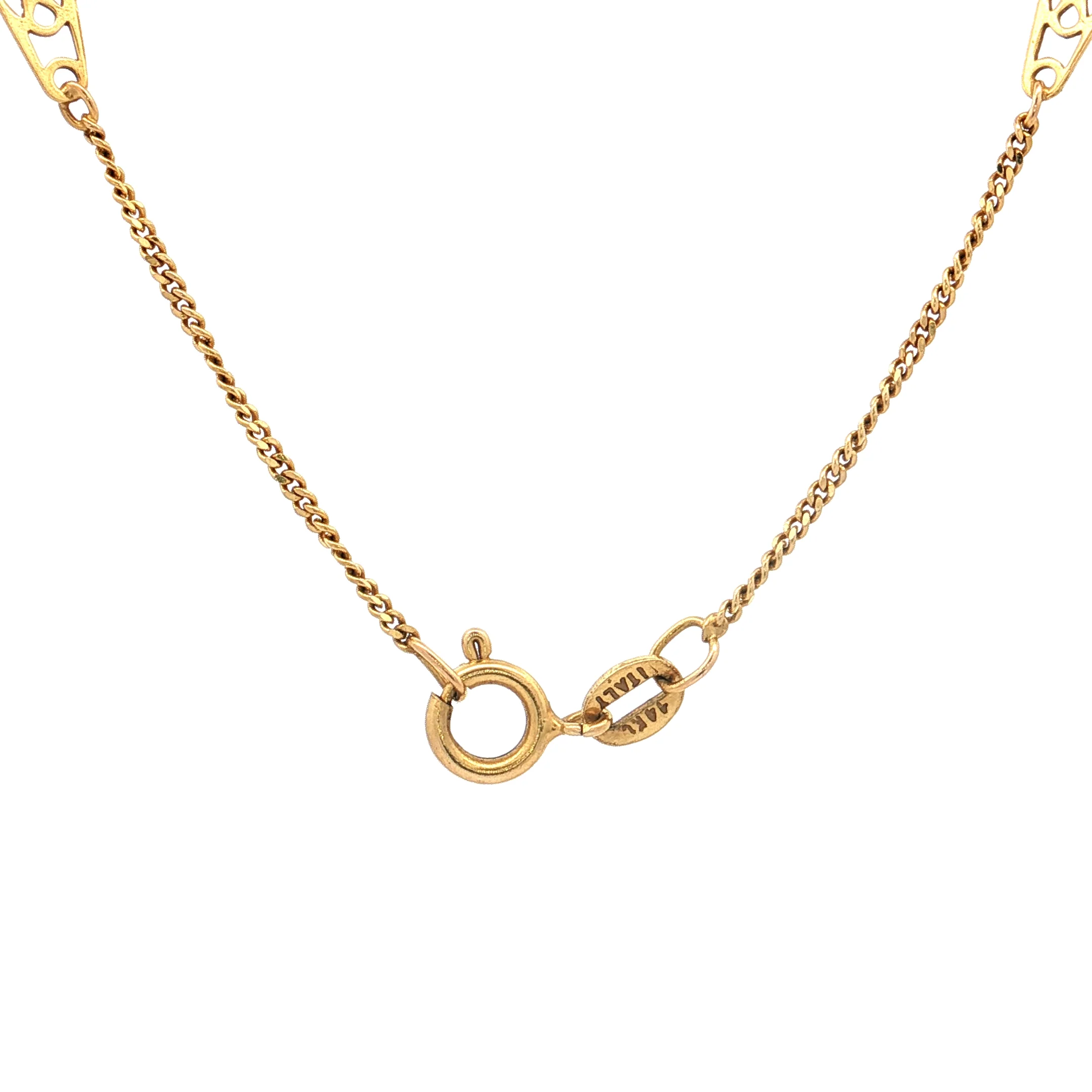 30" Vintage Geometric Station Necklace 14k Yellow Gold - Image 4