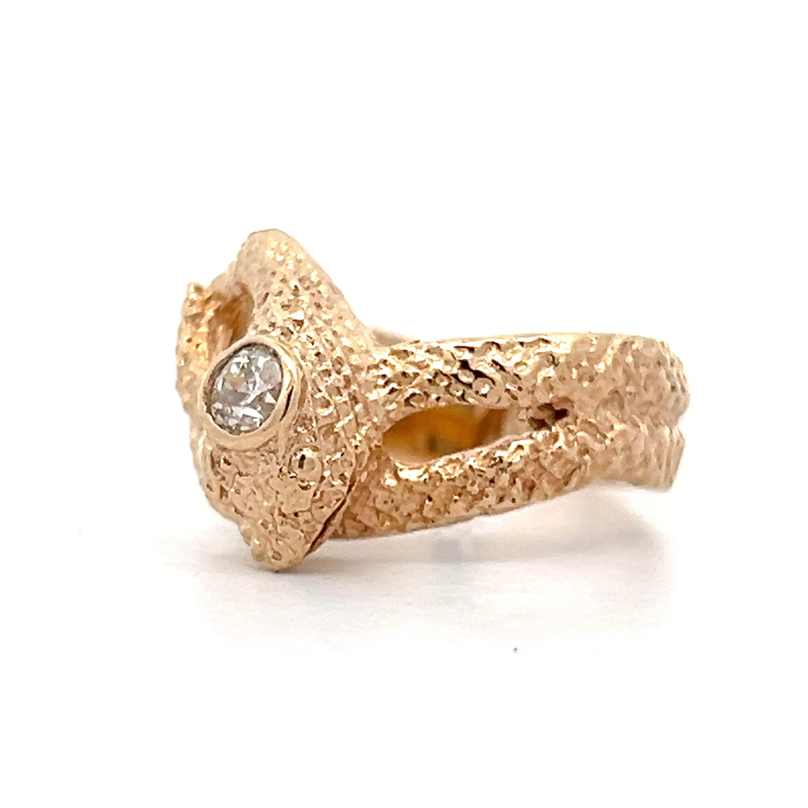 .30 Vintage Old Mine Cut Diamond Snake Ring in 14k - Image 2