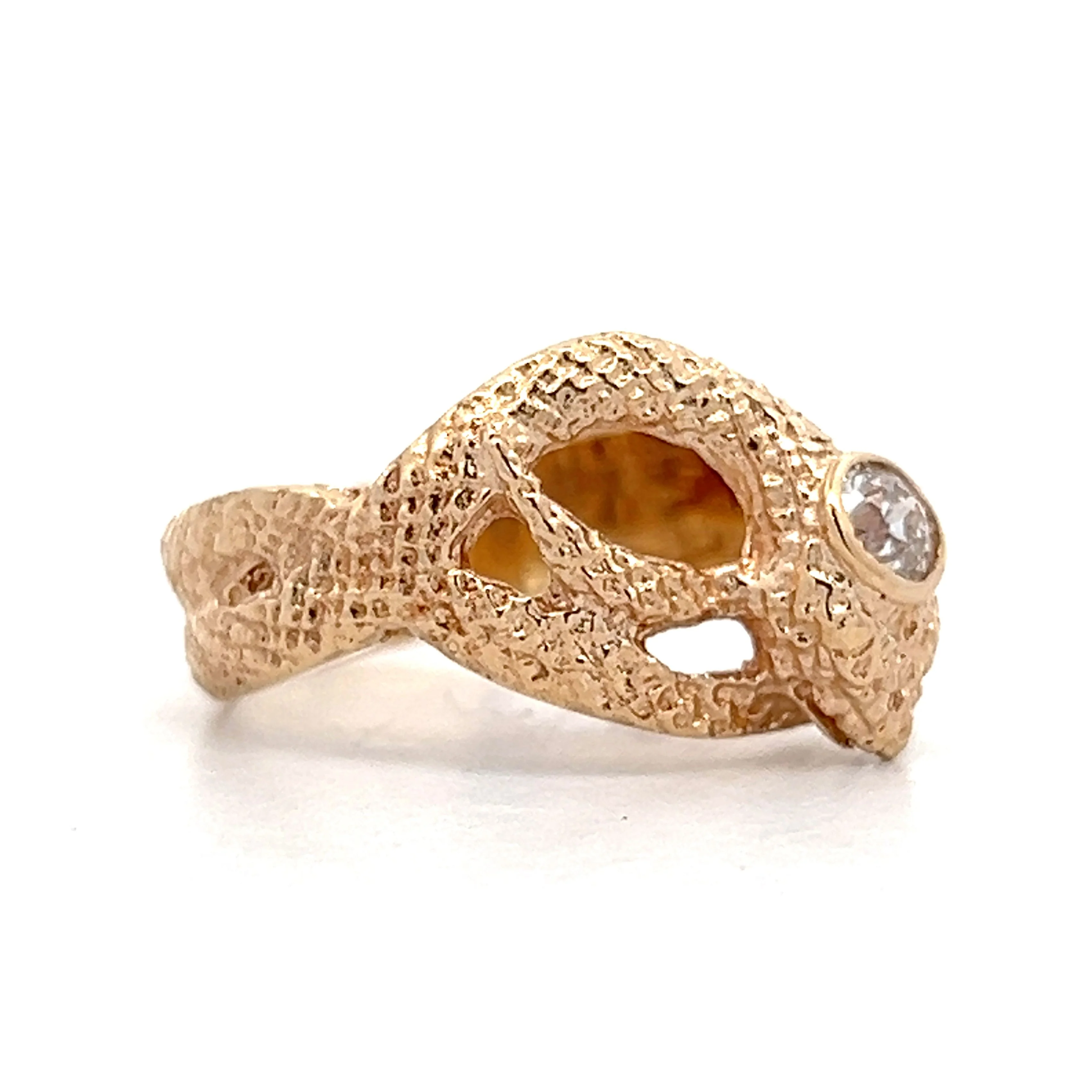 .30 Vintage Old Mine Cut Diamond Snake Ring in 14k - Image 3