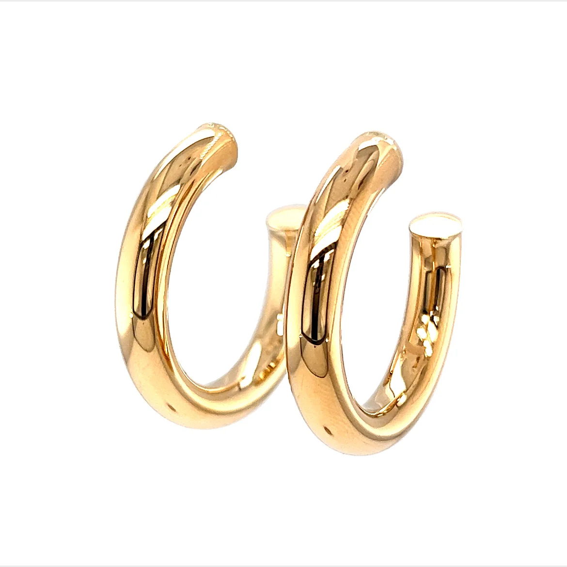 30mm Thick Hoop Earrings in 14k Yellow Gold - Image 2