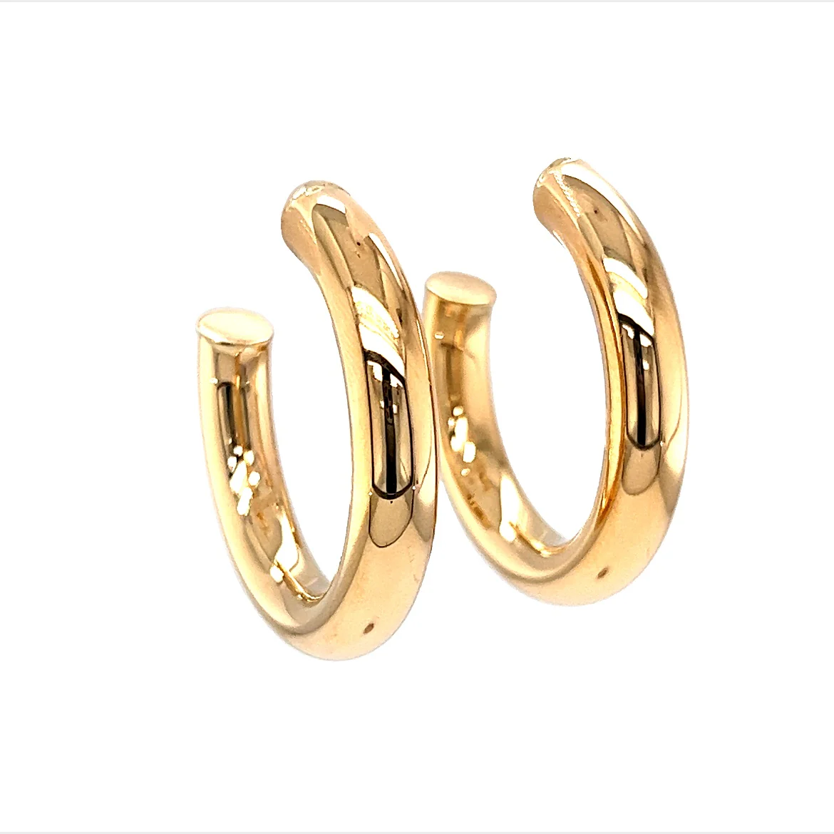 30mm Thick Hoop Earrings in 14k Yellow Gold - Image 3