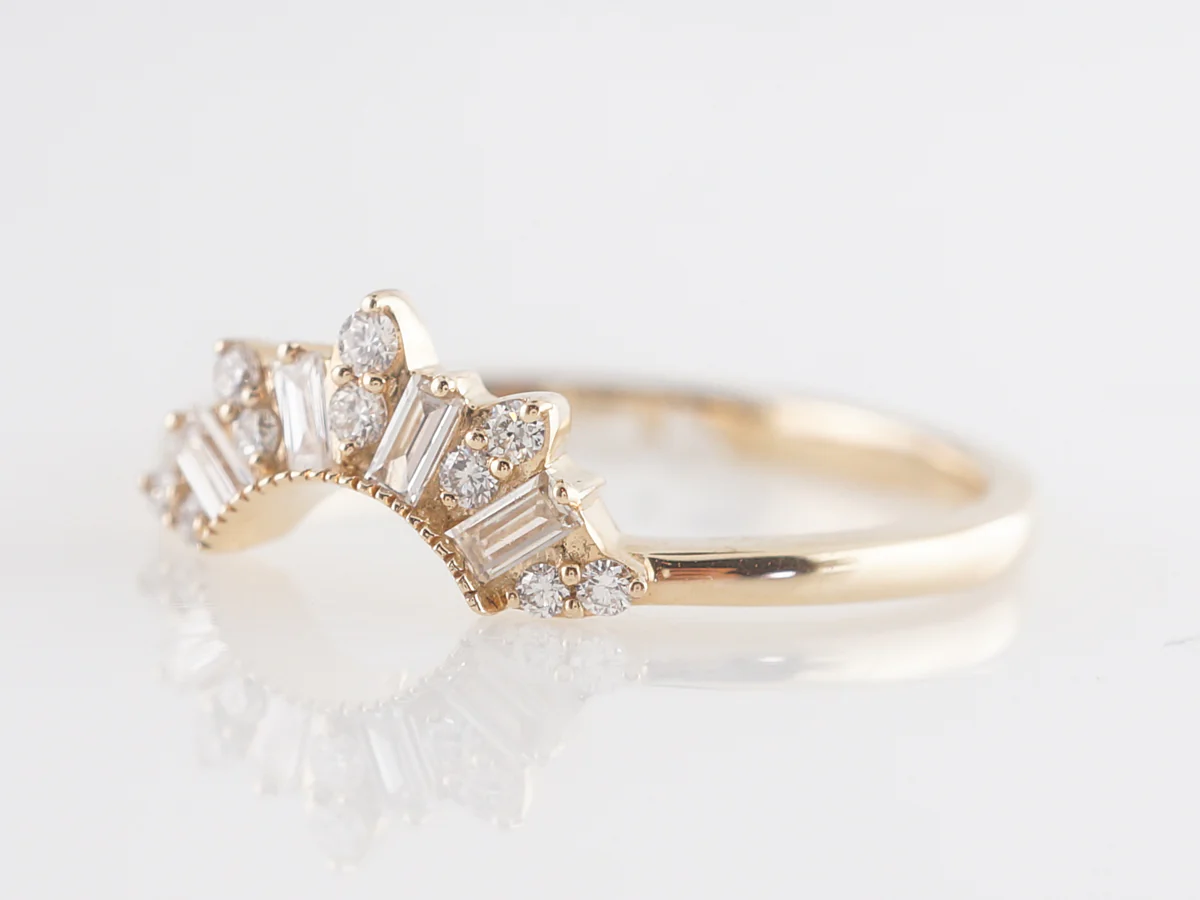 .31 Curved Diamond Wedding Band in 14k Yellow Gold - Image 2
