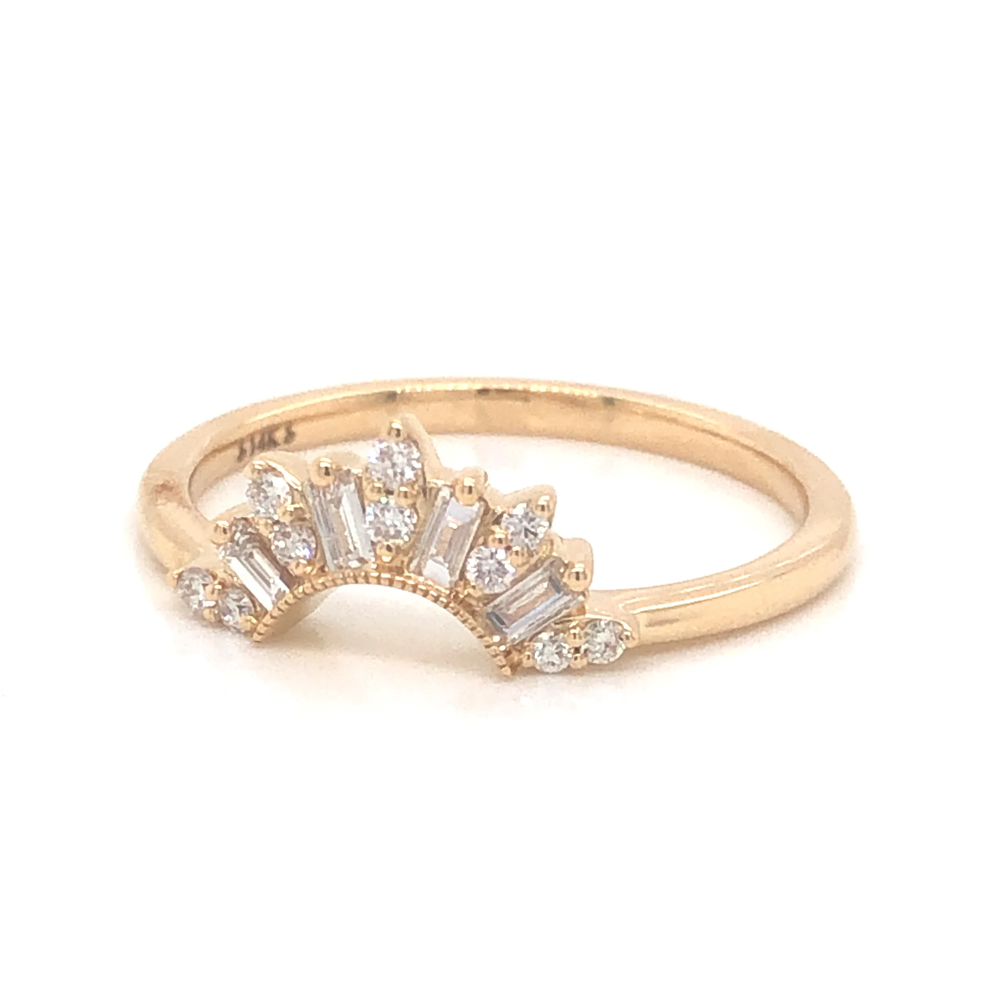 .31 Diamond Curved Wedding Band in 14k Yellow Gold - Image 2