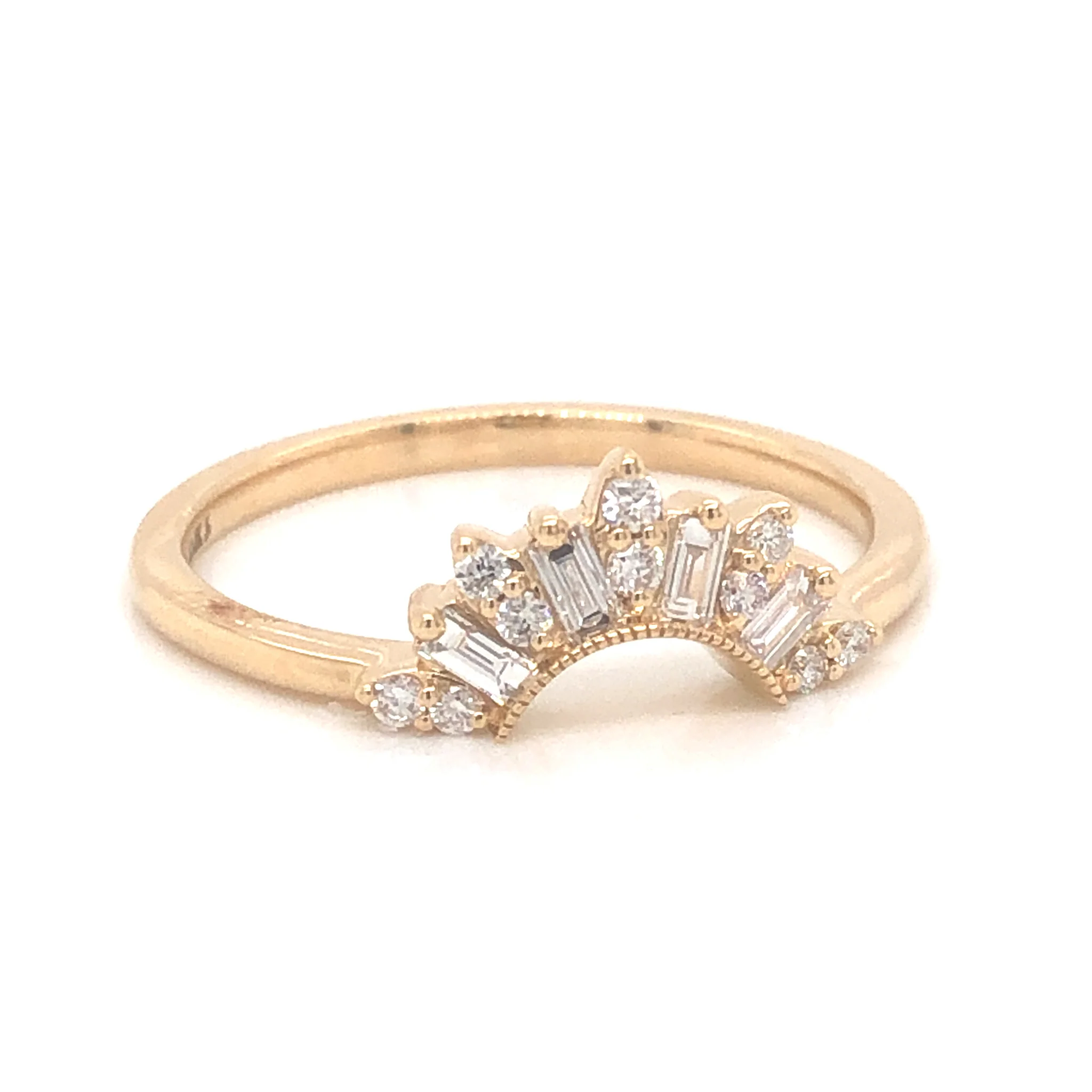 .31 Diamond Curved Wedding Band in 14k Yellow Gold - Image 3